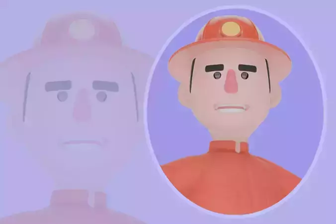 Stylized 3D Male Firefighter - Cartoon Fire Extinguisher Pose