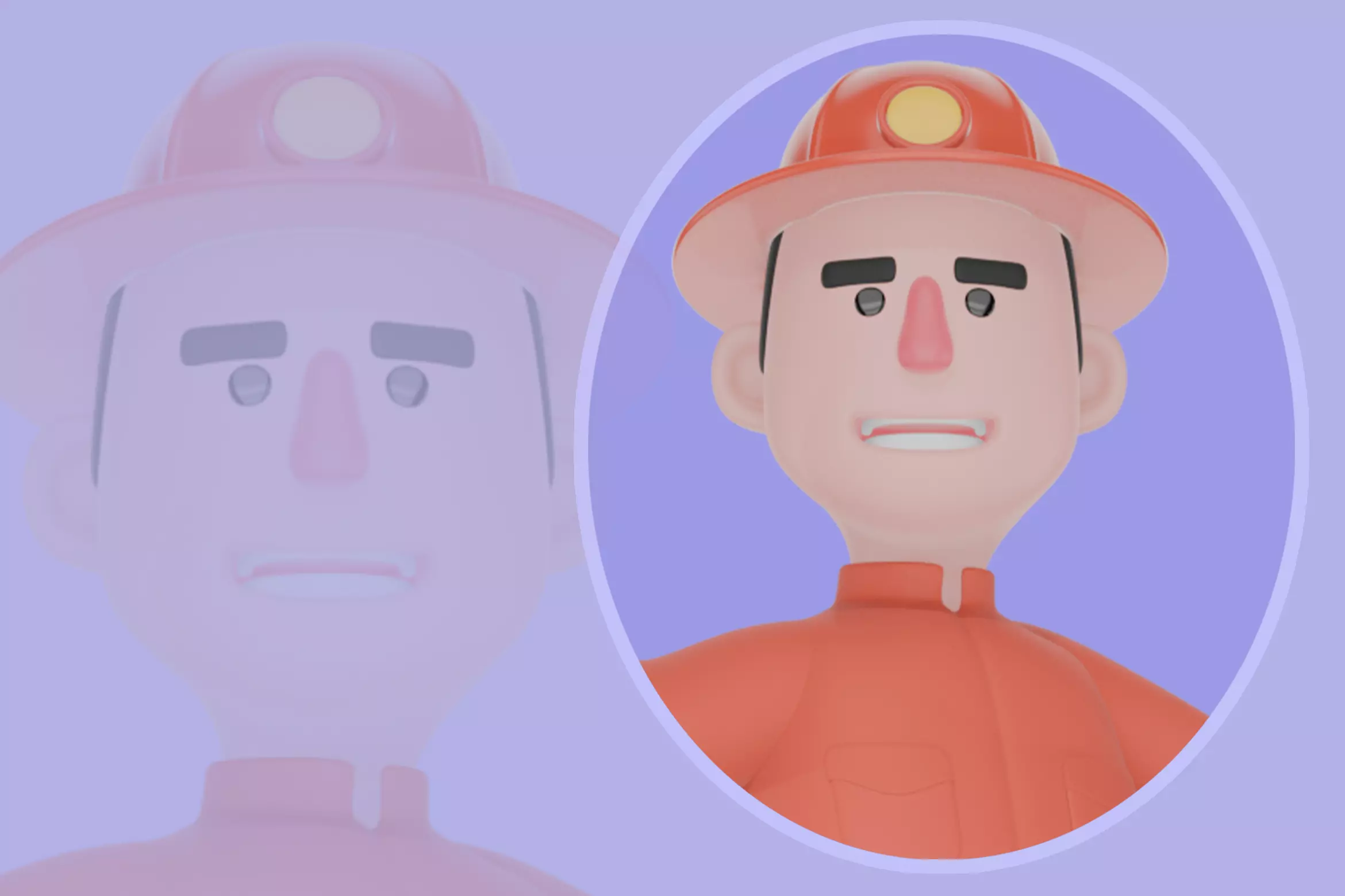 Stylized 3D Male Firefighter - Cartoon Fire Extinguisher Pose 3D model_0