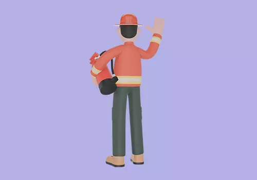 Stylized 3D Male Firefighter - Cartoon Fire Extinguisher Wave 3D model_4