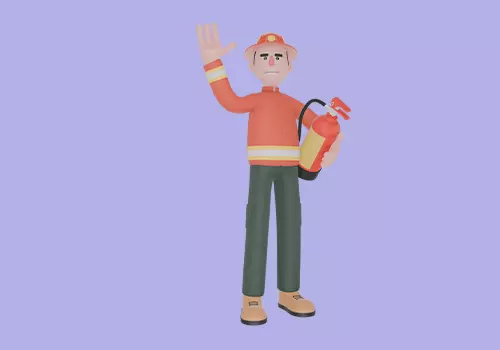 Stylized 3D Male Firefighter - Cartoon Fire Extinguisher Wave 3D model_2