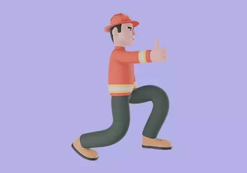 Stylized 3D Male Firefighter Character-Cartoon Walking Thumbs Up 3D model_5