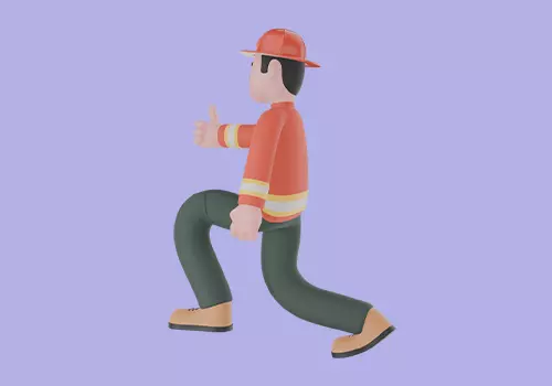 Stylized 3D Male Firefighter Character-Cartoon Walking Thumbs Up 3D model_3