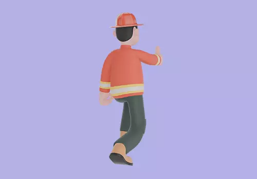 Stylized 3D Male Firefighter Character-Cartoon Walking Thumbs Up 3D model_4