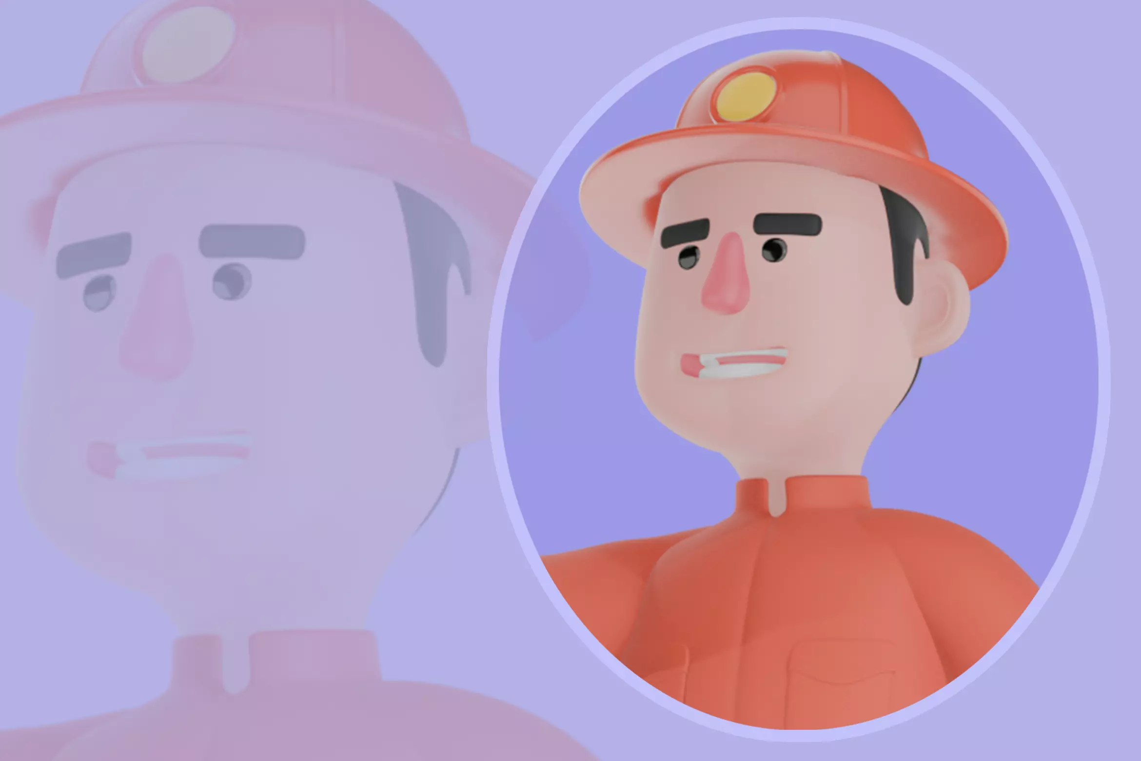 Stylized 3D Male Firefighter Character-Cartoon Walking Thumbs Up 3D model_0