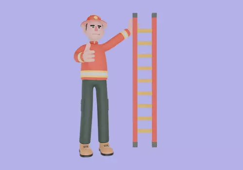 Stylized 3D Male Firefighter Character-Cartoon Ladder Thumbs Up 3D model_2