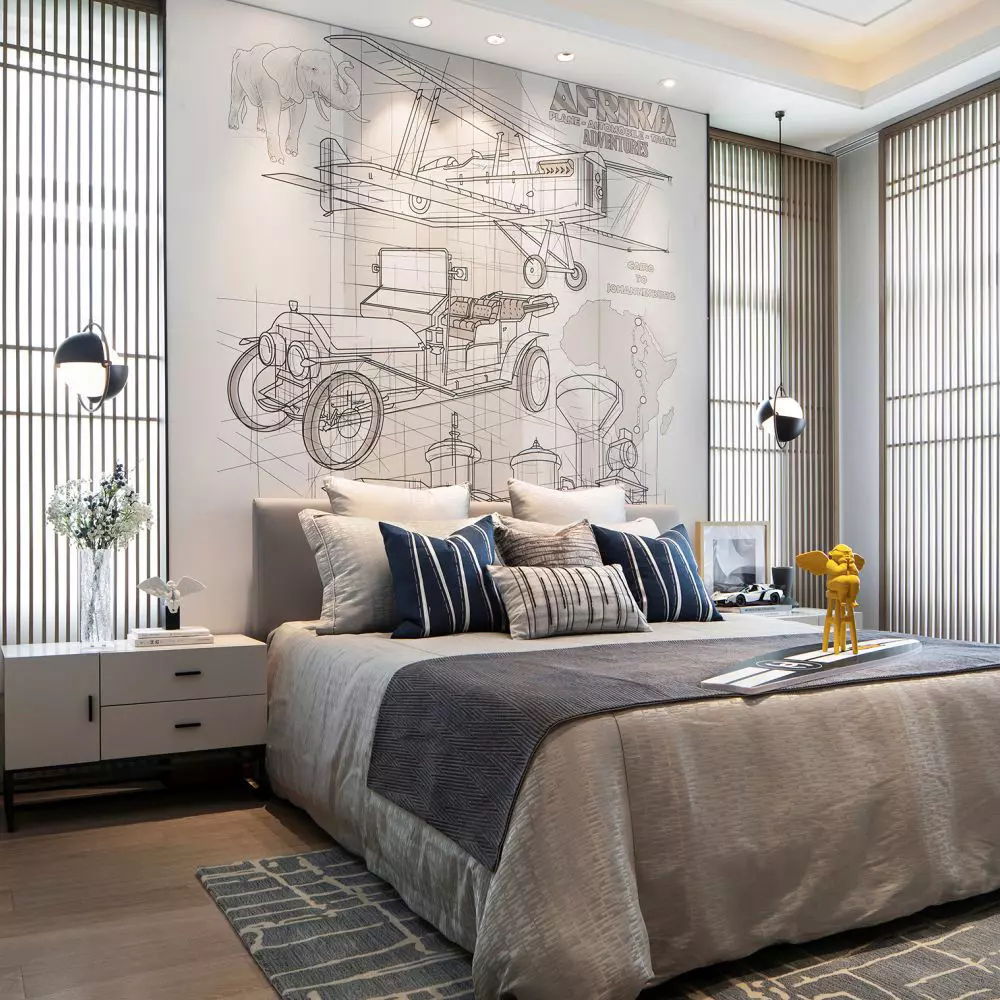 Adventure Blueprint Sketch Mural Texture