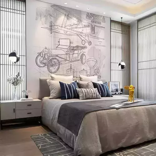 Adventure Blueprint Sketch Mural Texture