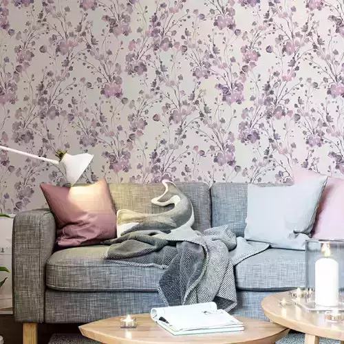 Lavender Watercolor Vines Wallpaper 