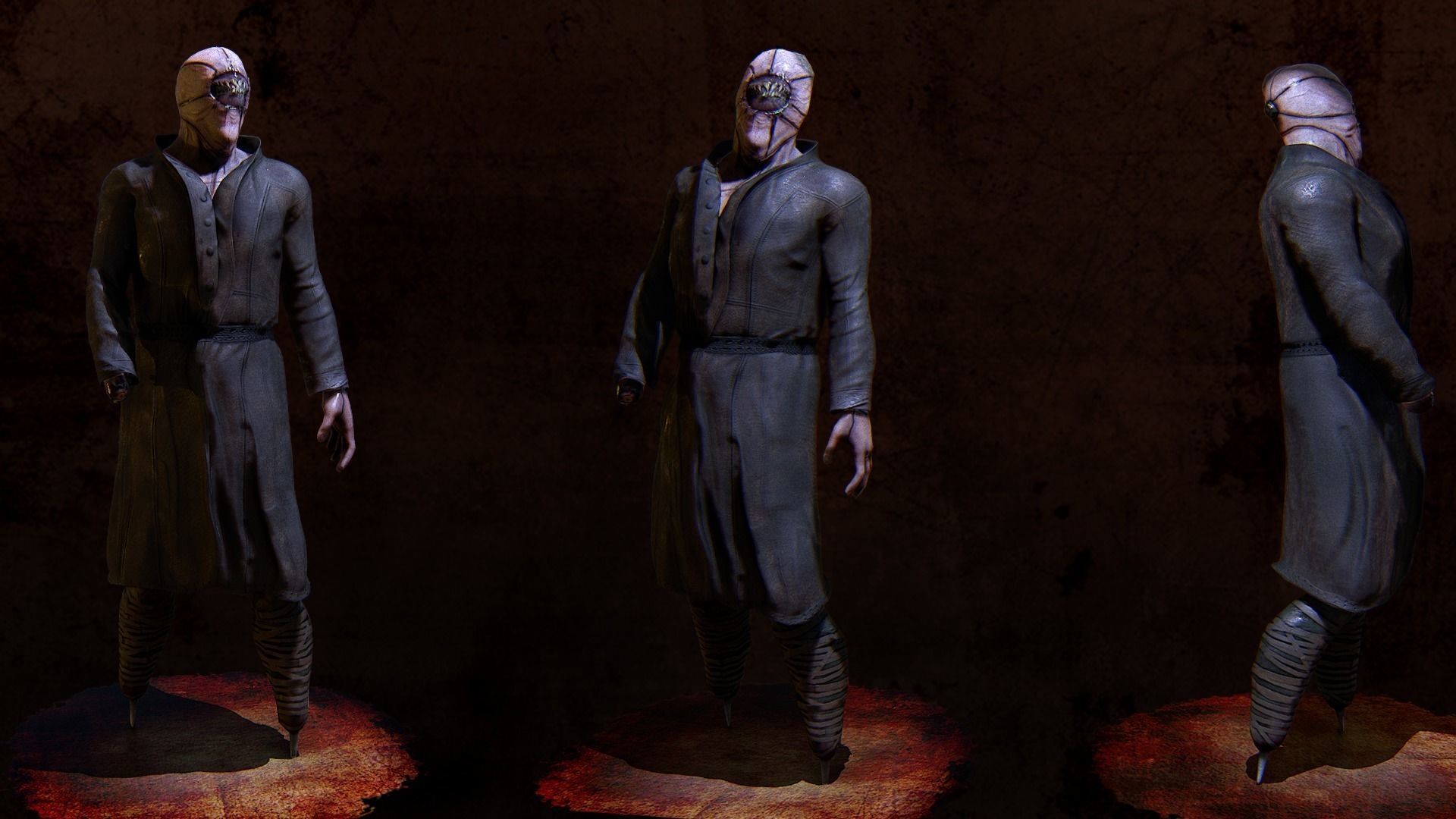 Creepy Monster Horror Low-poly 3D model_2