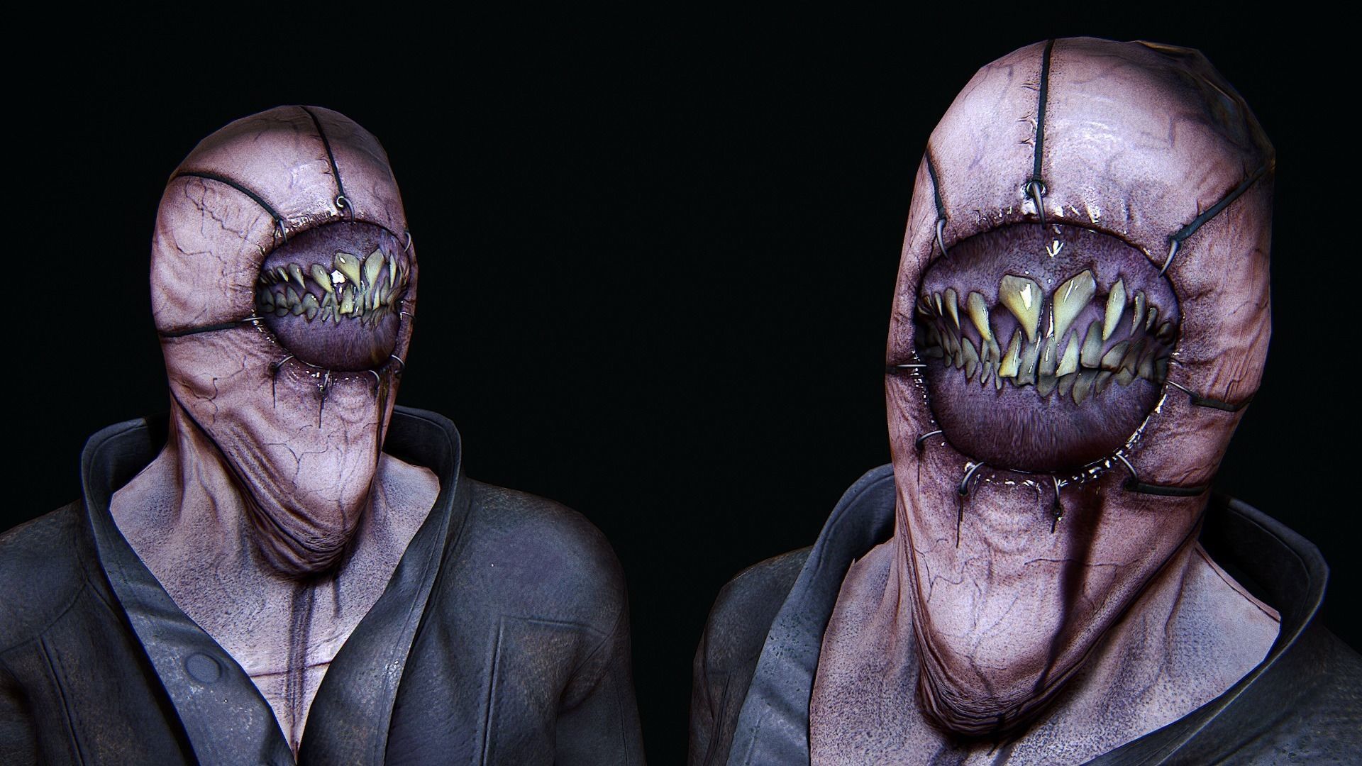 Creepy Monster Horror Low-poly 3D model_0