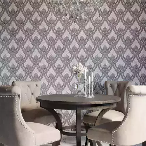 Graphite Baroque Lattice Wallpaper