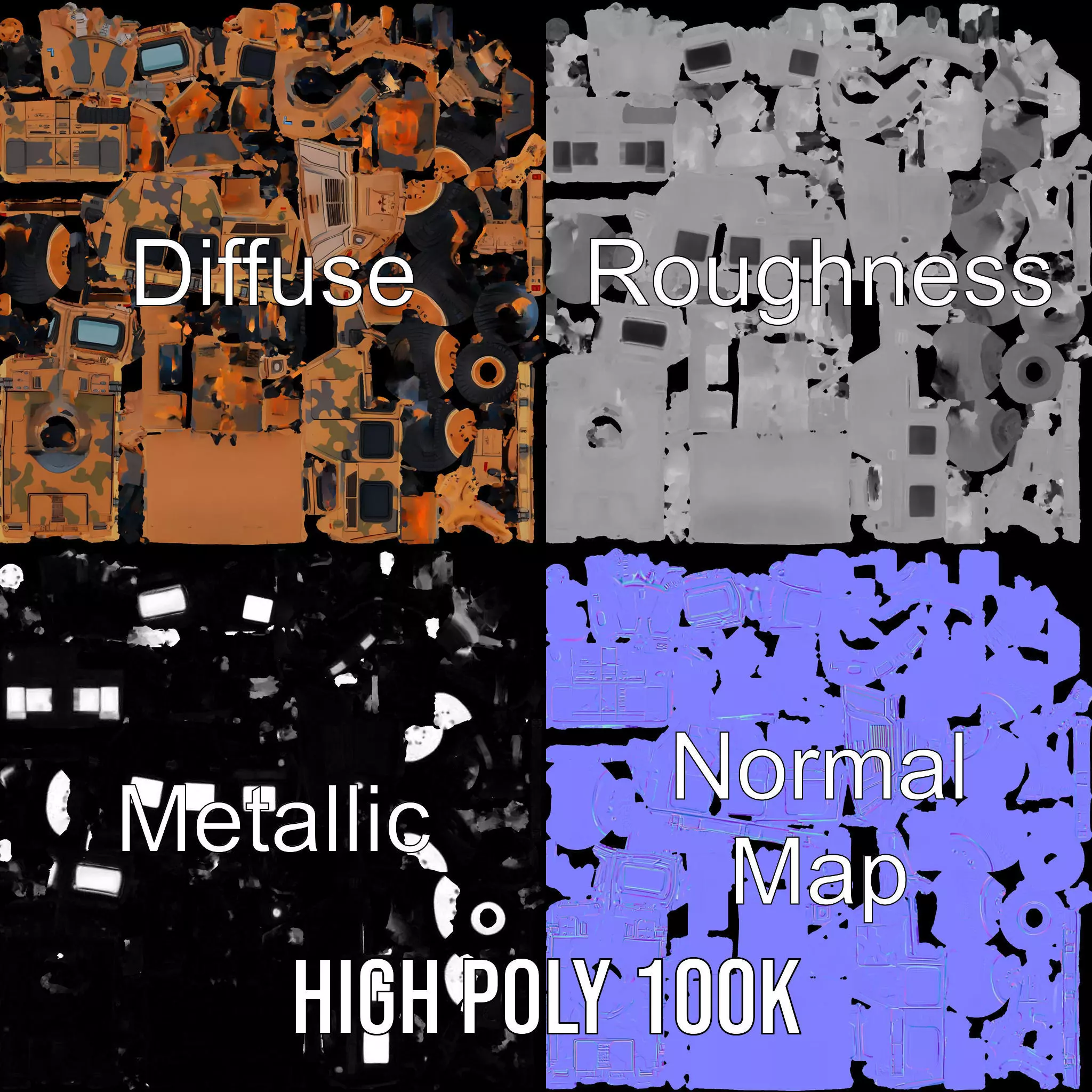 Camouflage Armored Vehicle model pack Low-poly 3D model_4