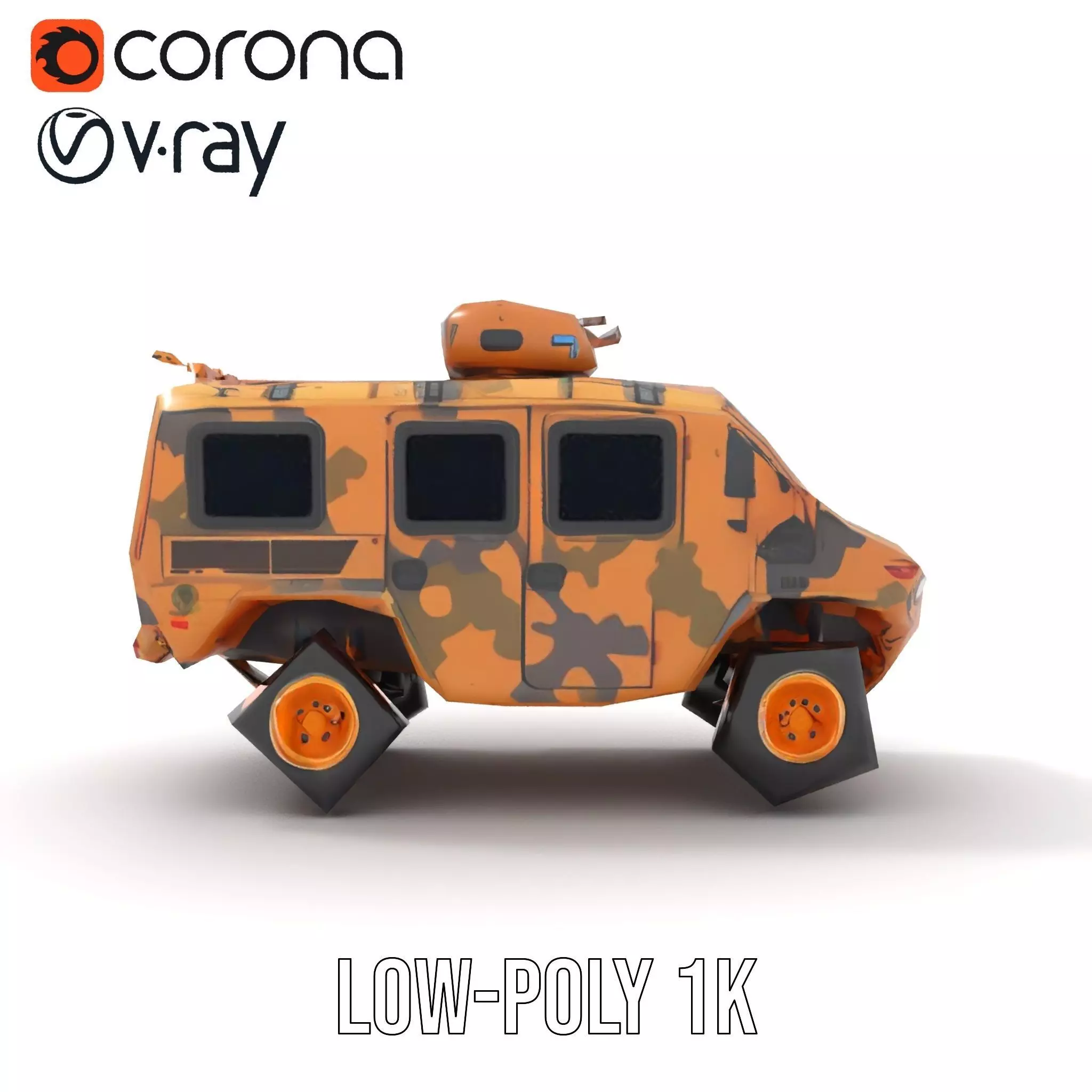 Camouflage Armored Vehicle model pack Low-poly 3D model_20