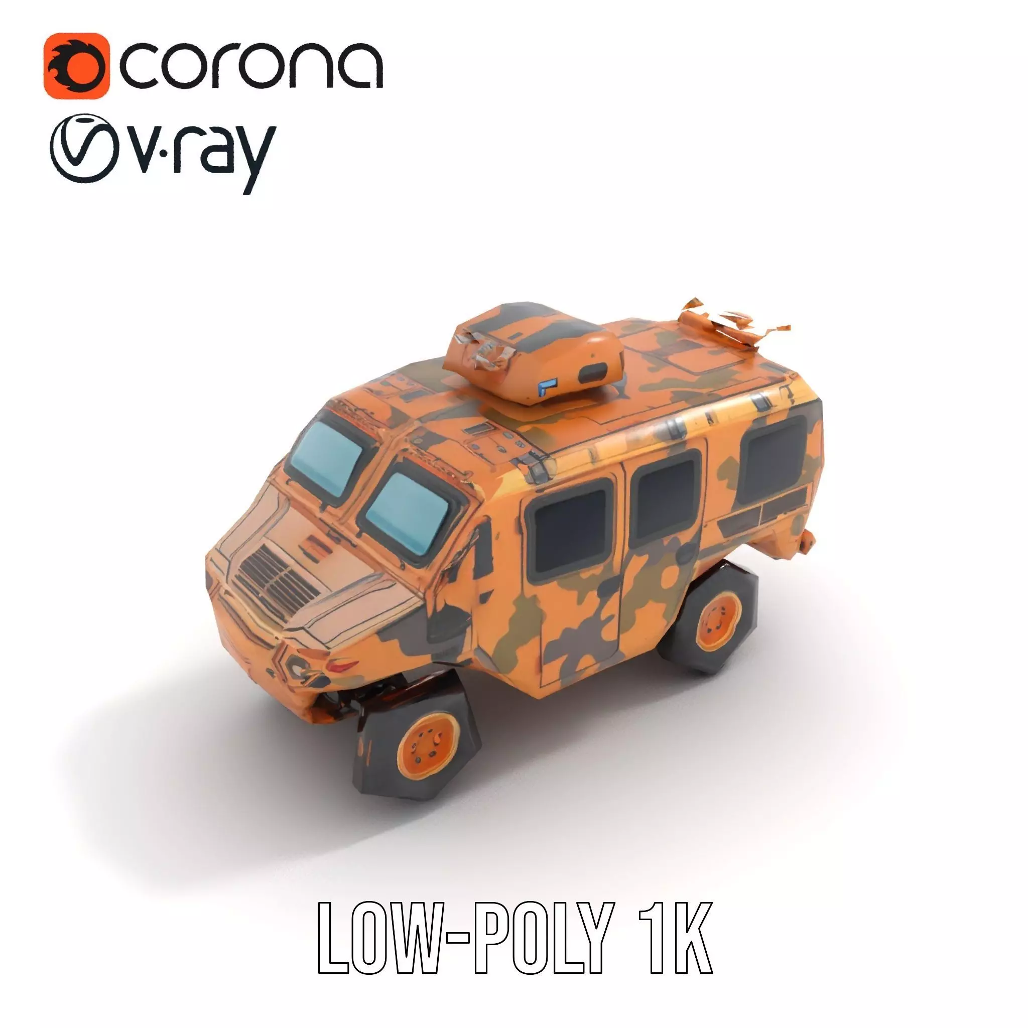 Camouflage Armored Vehicle model pack Low-poly 3D model_10