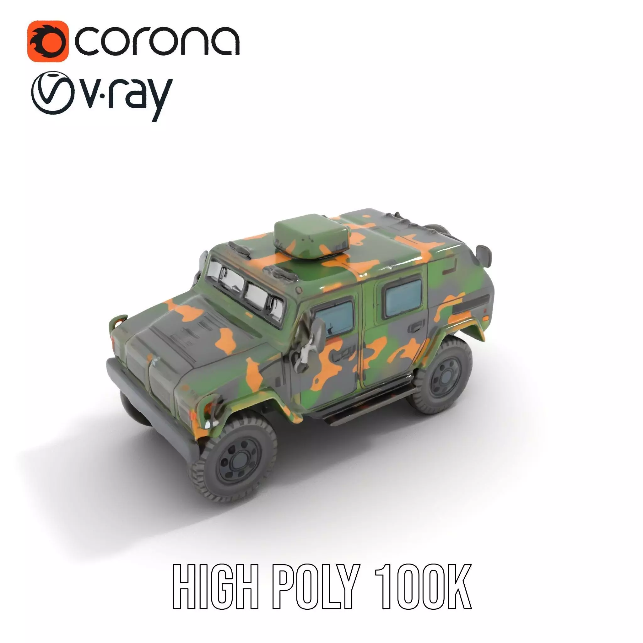 Camo Armored Vehicle model pack Low-poly 3D model_29