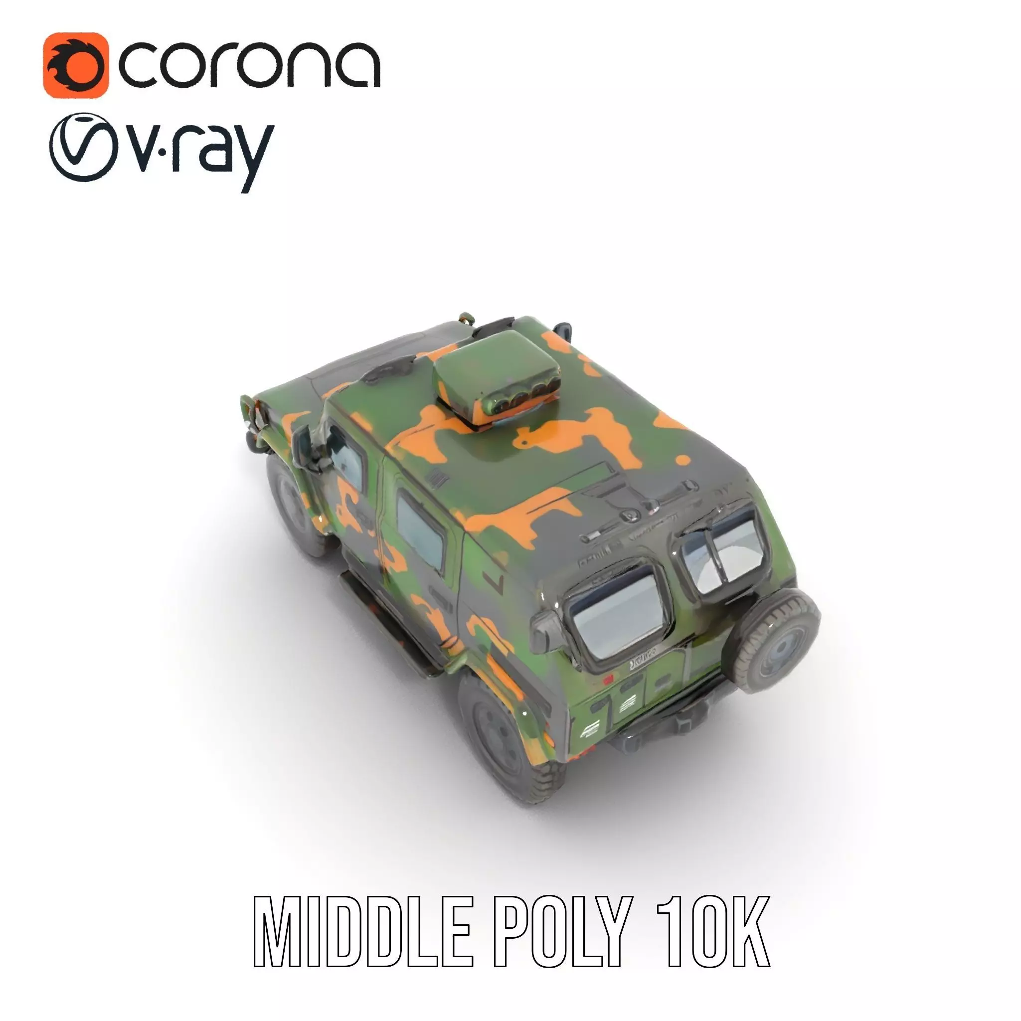 Camo Armored Vehicle model pack Low-poly 3D model_7