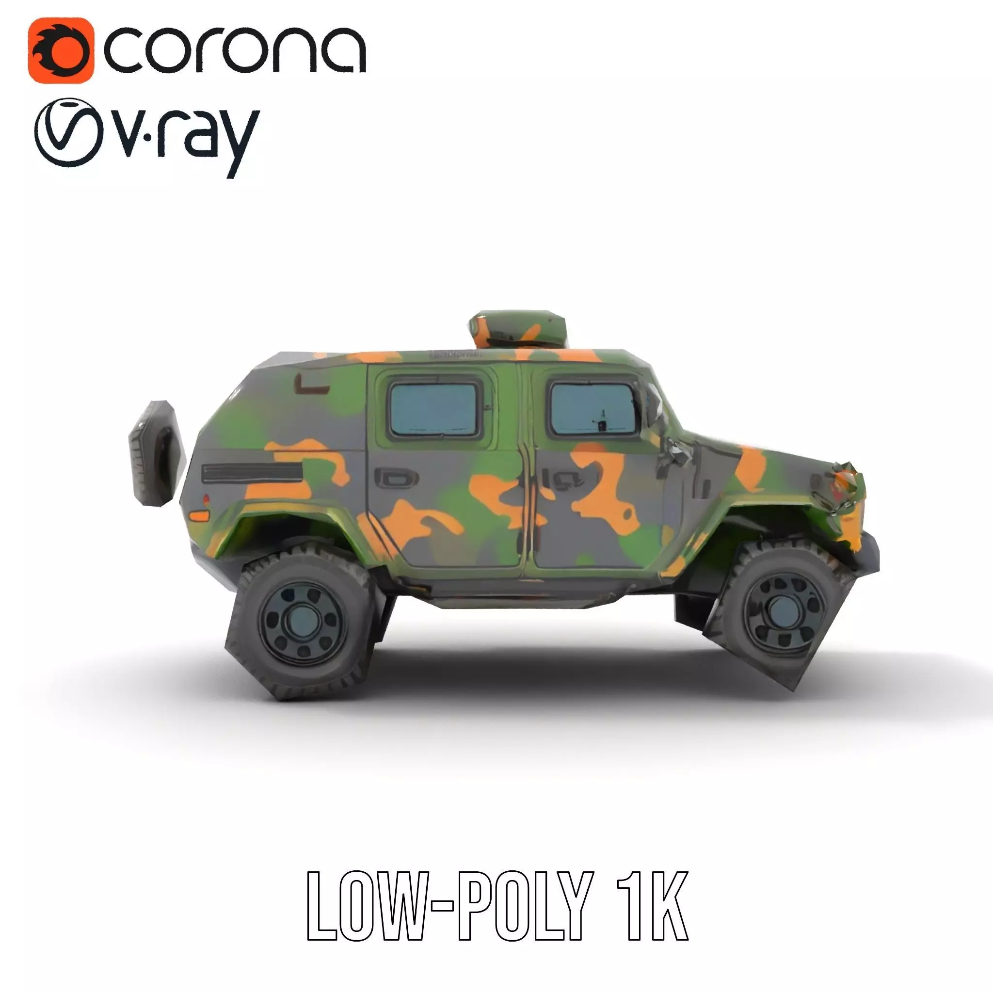 Camo Armored Vehicle model pack Low-poly 3D model_22