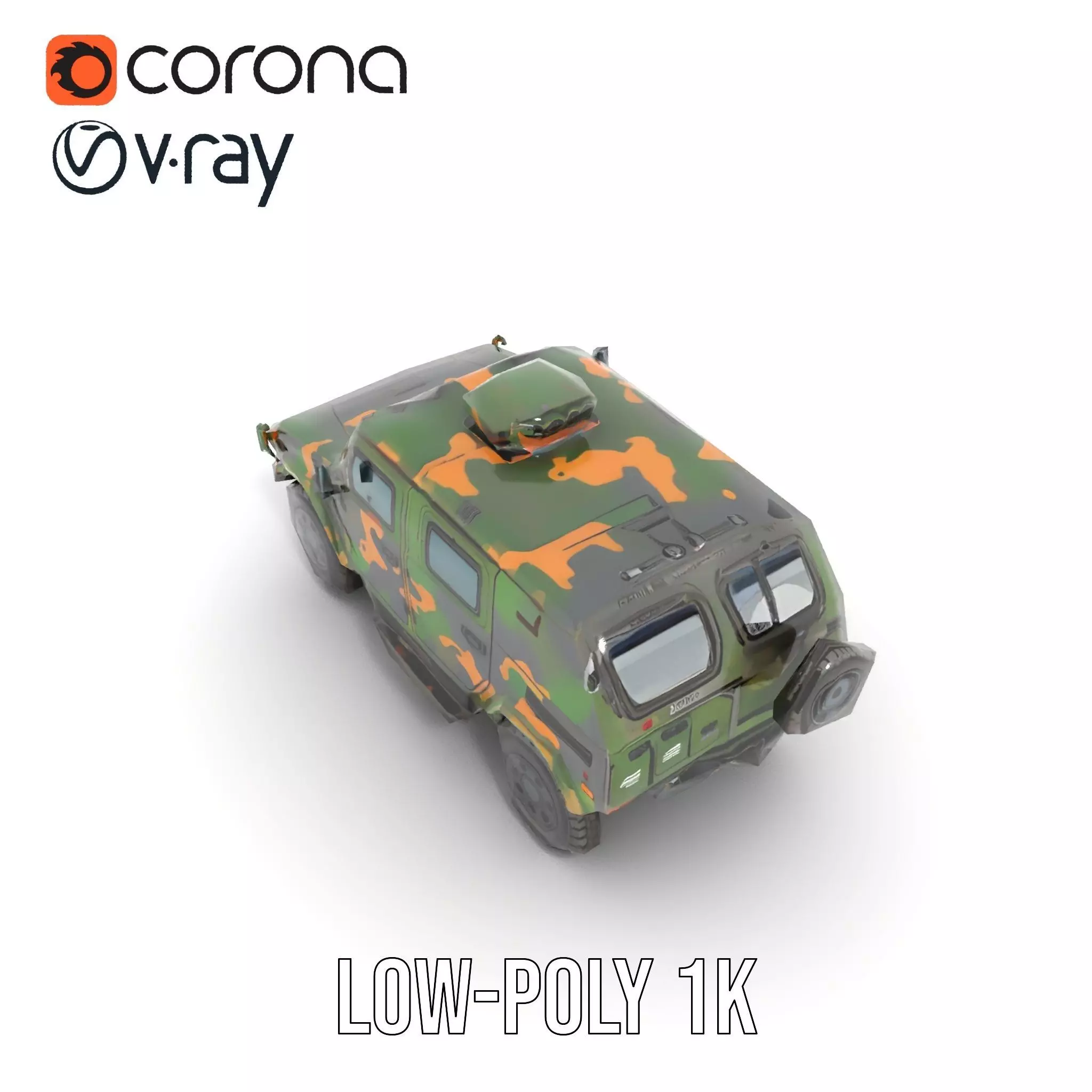 Camo Armored Vehicle model pack Low-poly 3D model_13