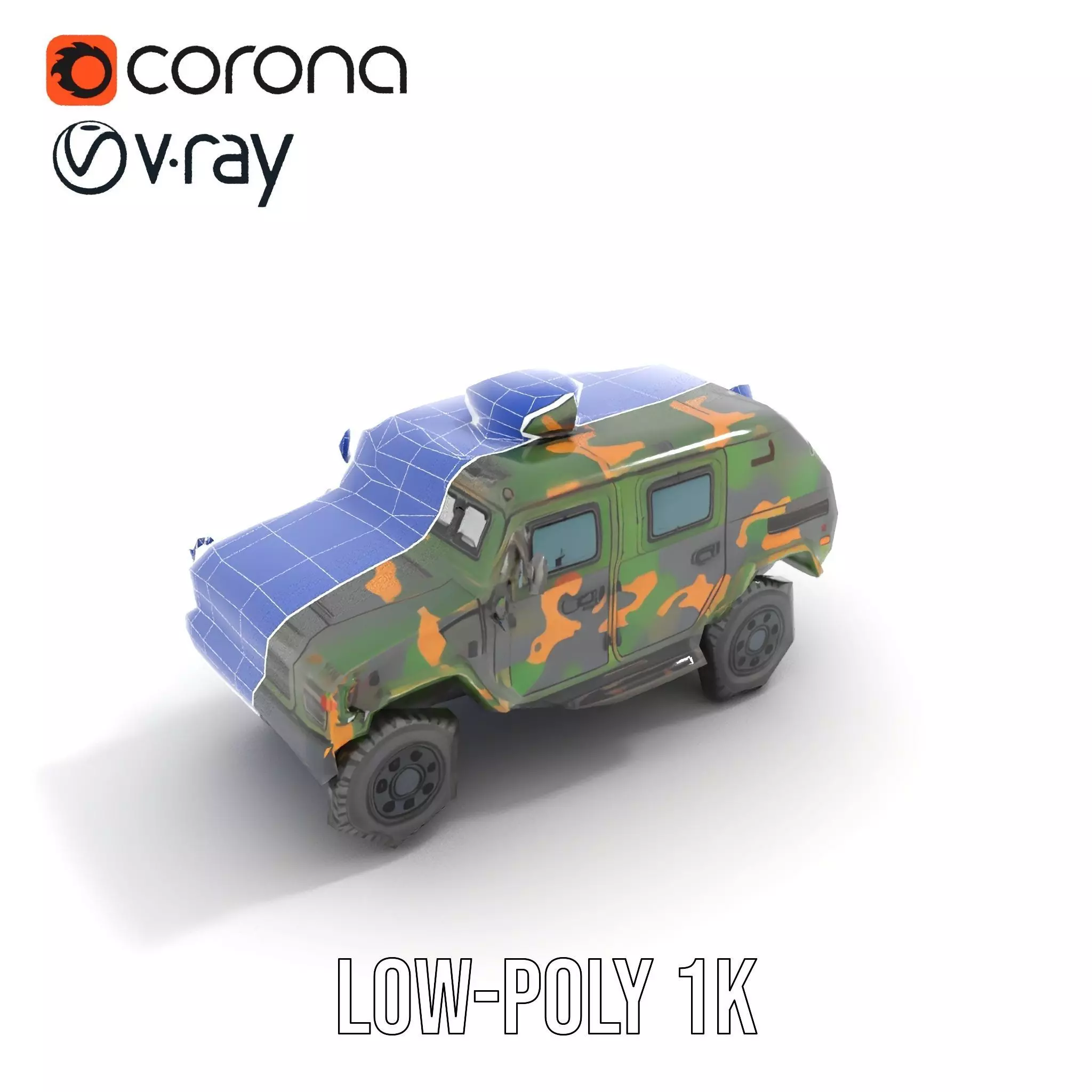 Camo Armored Vehicle model pack Low-poly 3D model_31