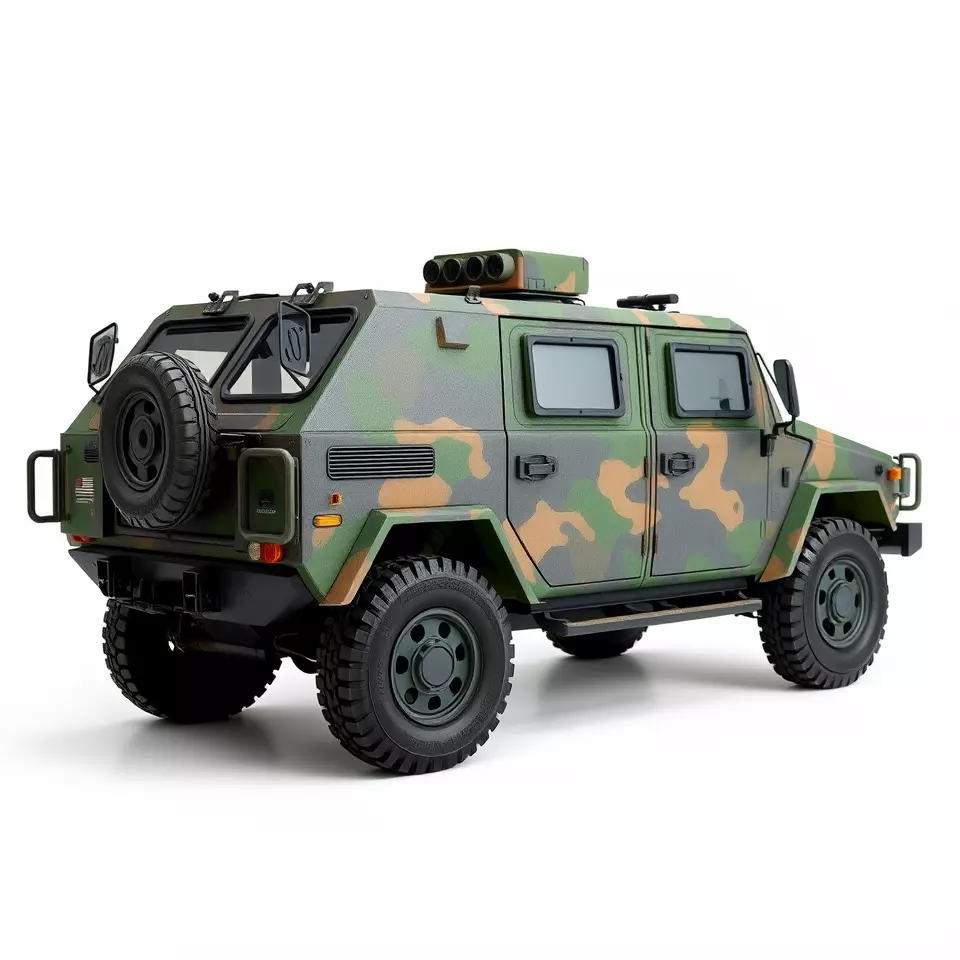 Camo Armored Vehicle model pack Low-poly 3D model_3