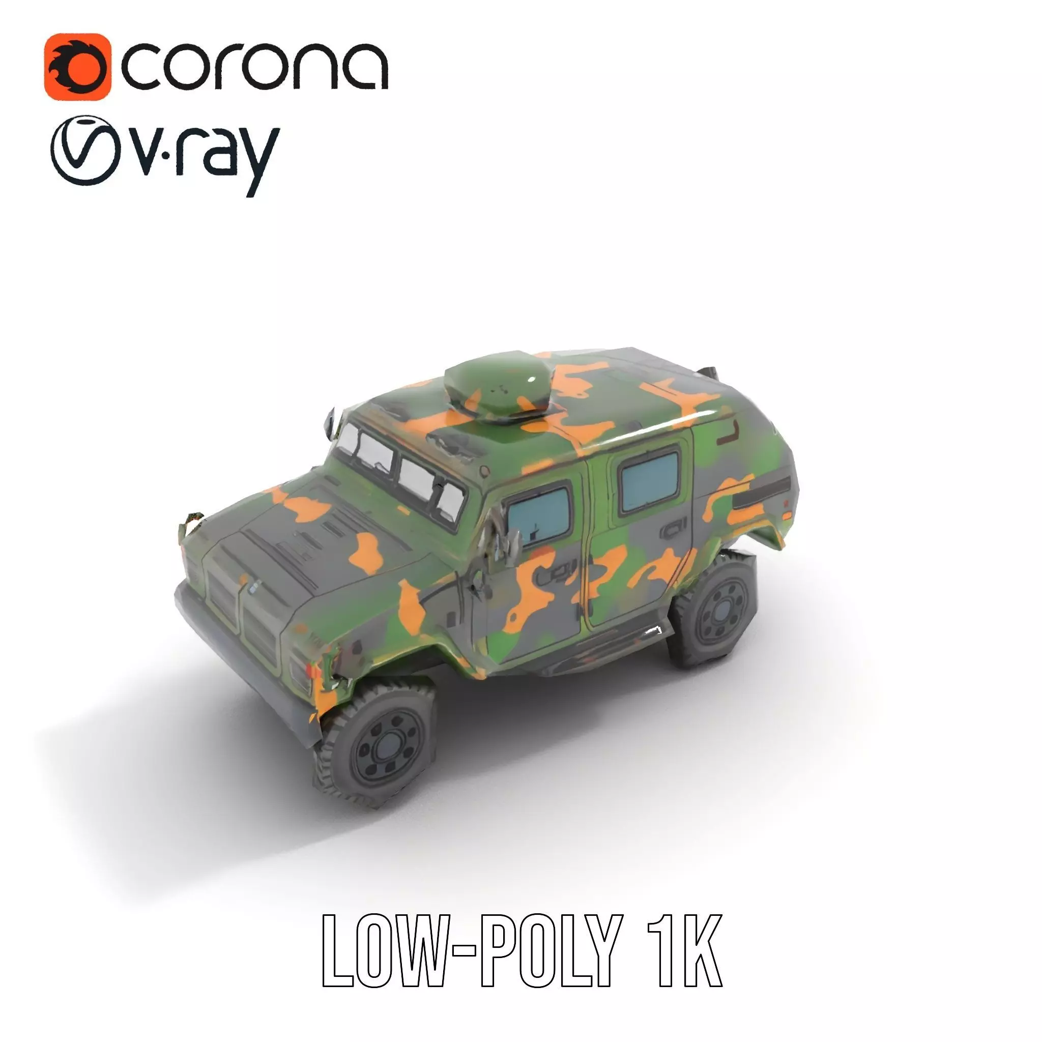 Camo Armored Vehicle model pack Low-poly 3D model_20