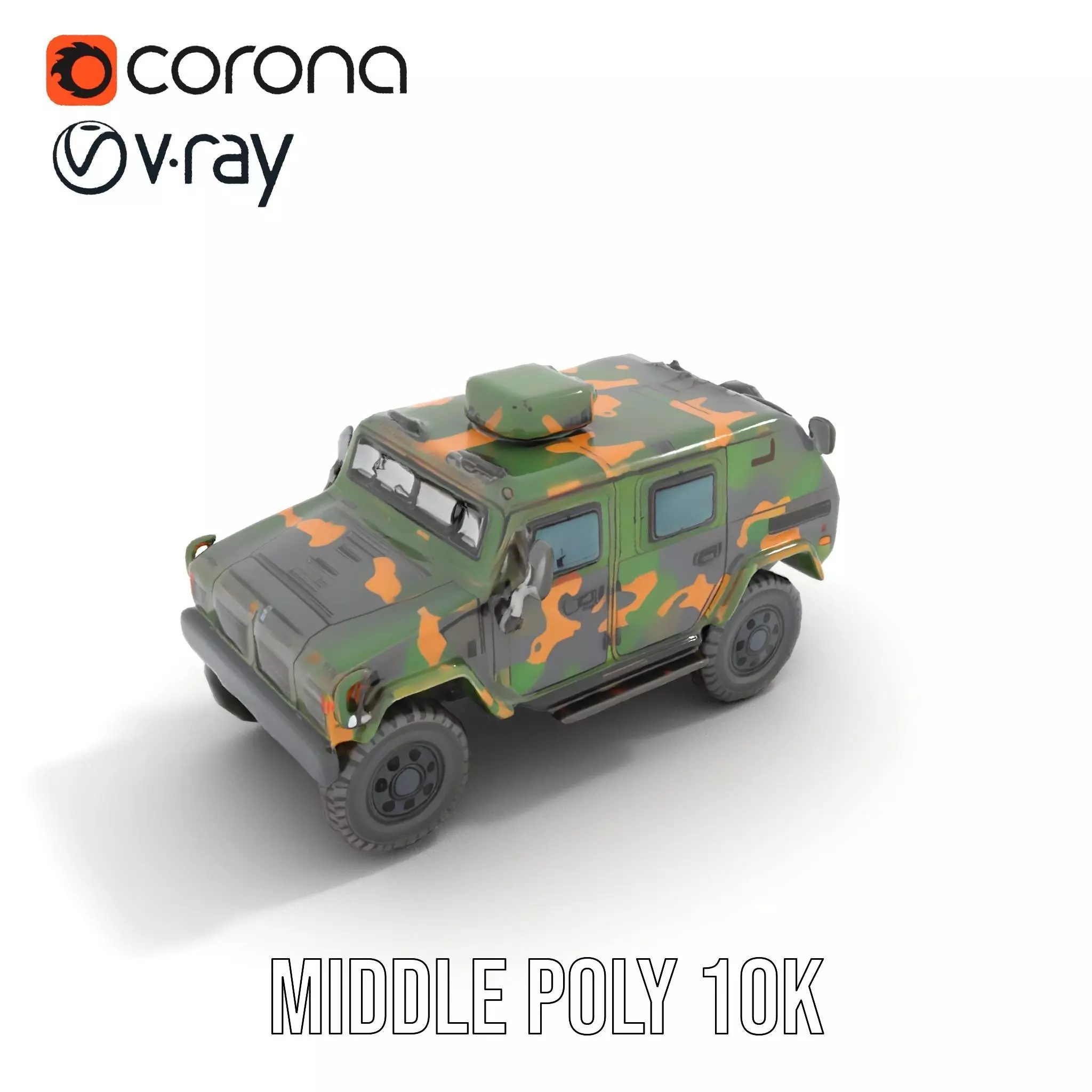 Camo Armored Vehicle model pack Low-poly 3D model_14