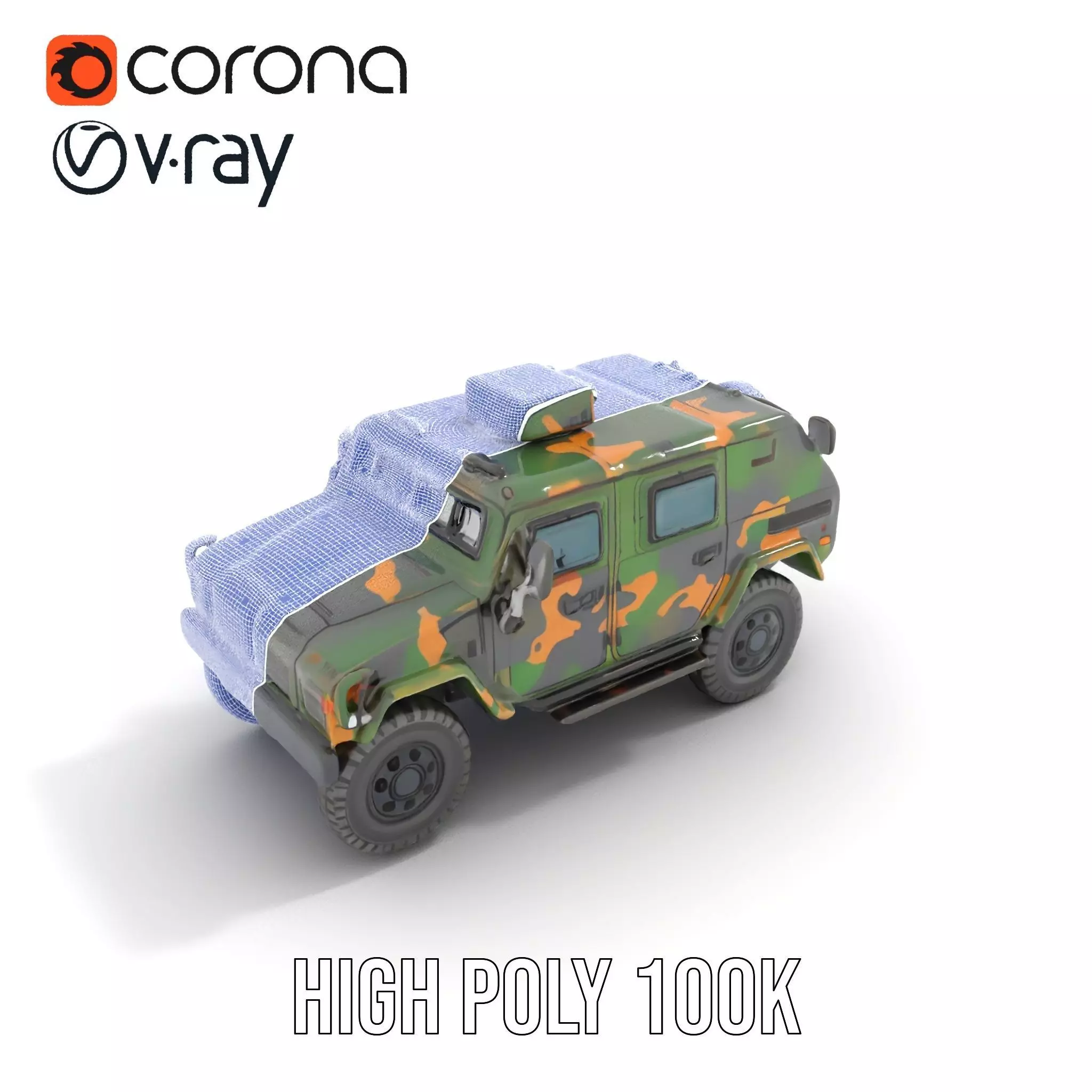 Camo Armored Vehicle model pack Low-poly 3D model_33
