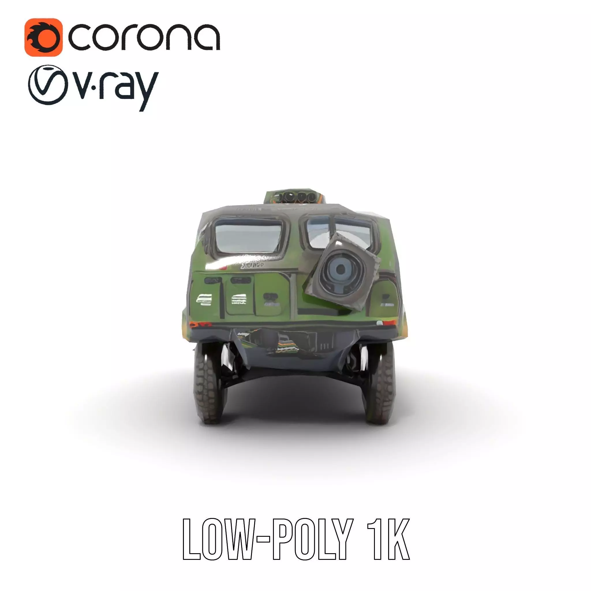 Camo Armored Vehicle model pack Low-poly 3D model_10