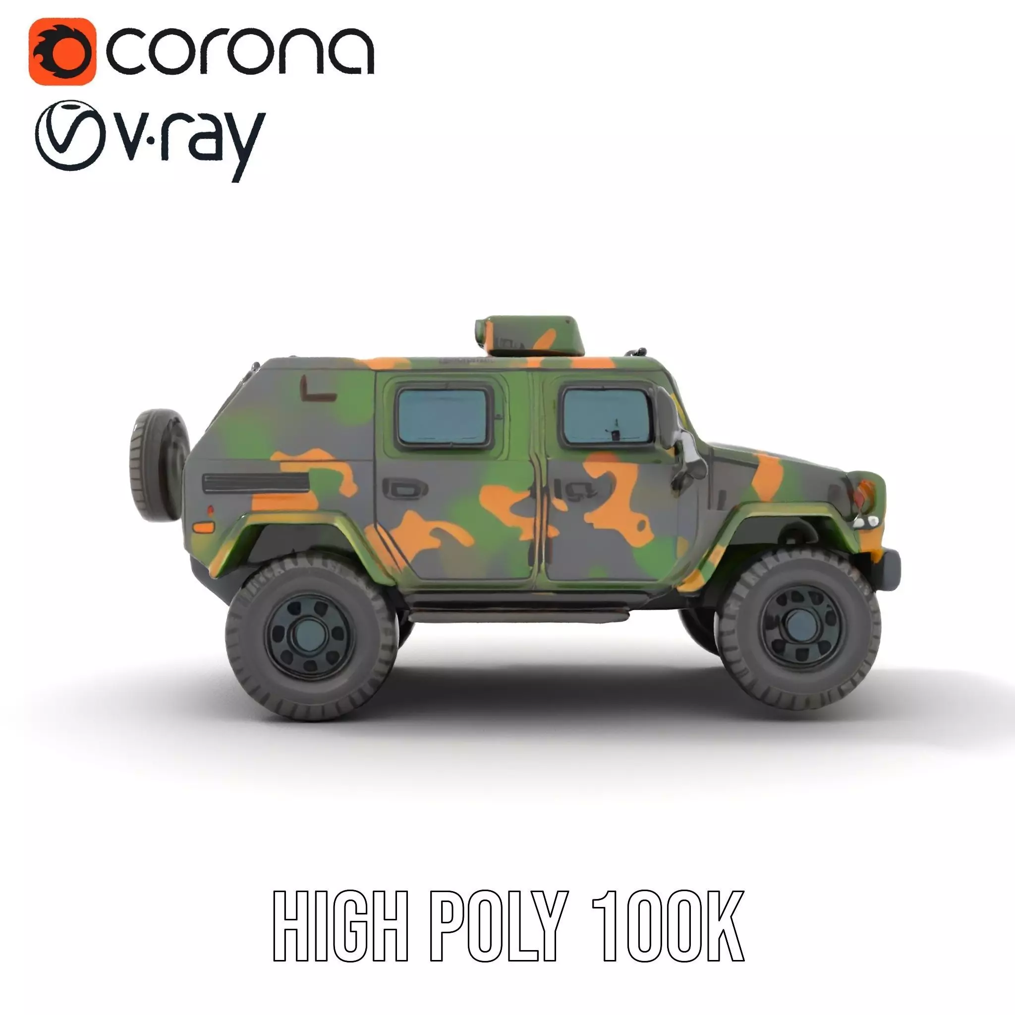 Camo Armored Vehicle model pack Low-poly 3D model_26