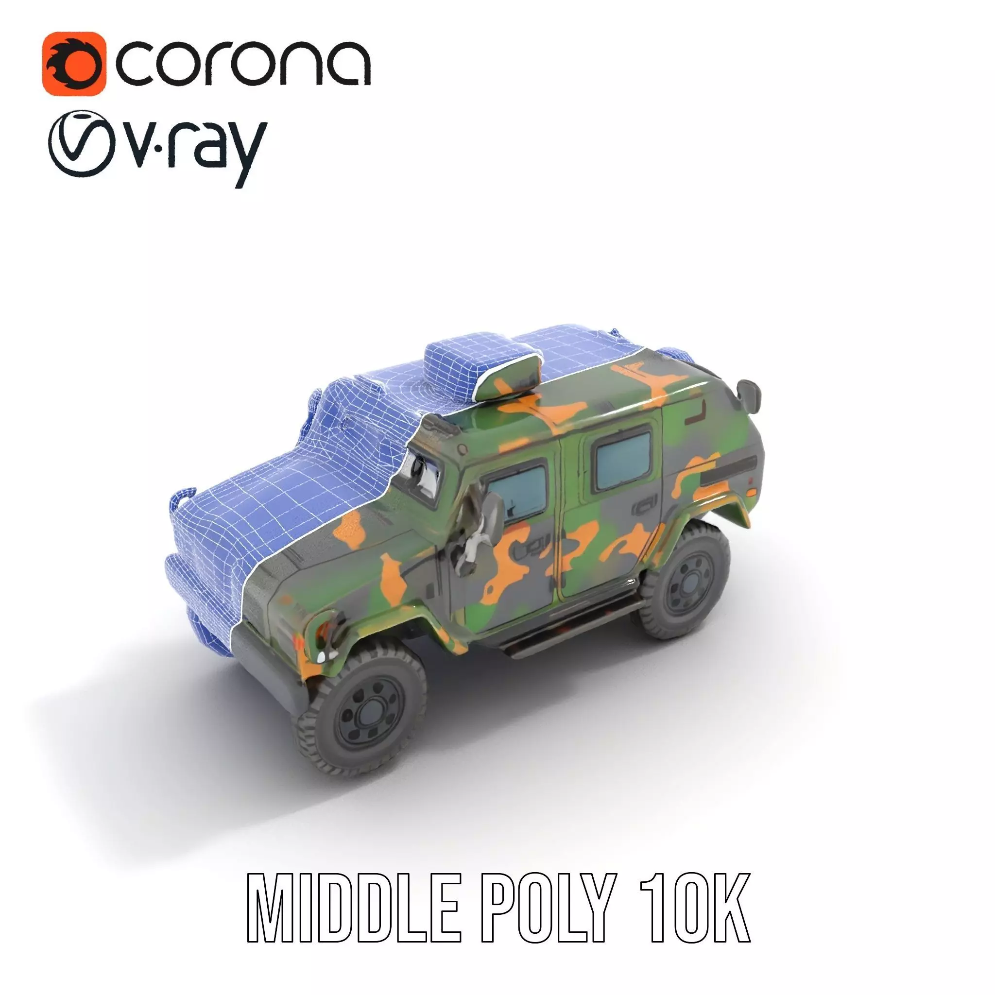 Camo Armored Vehicle model pack Low-poly 3D model_16