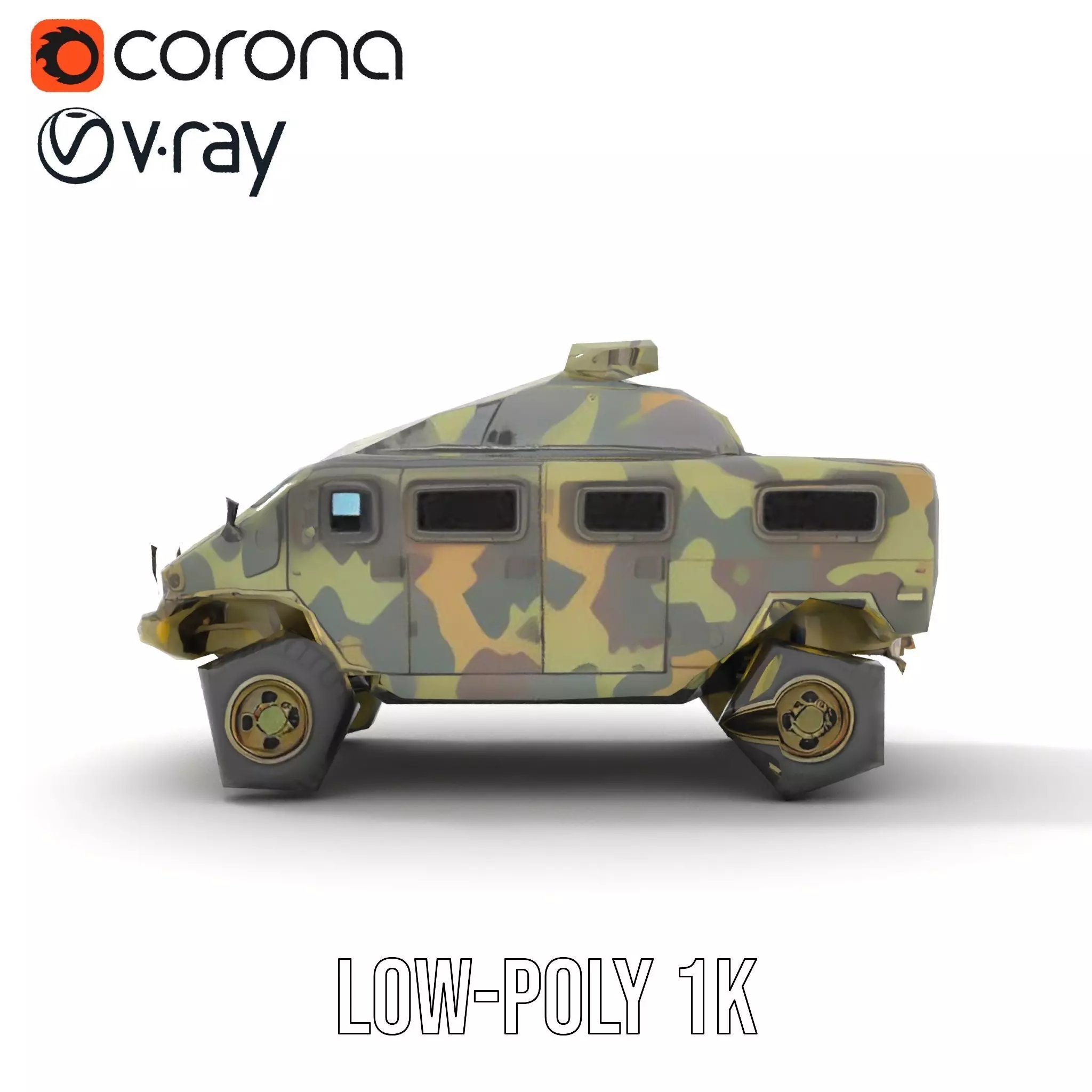 Camouflage Armored Vehicle model pack Low-poly 3D model_13