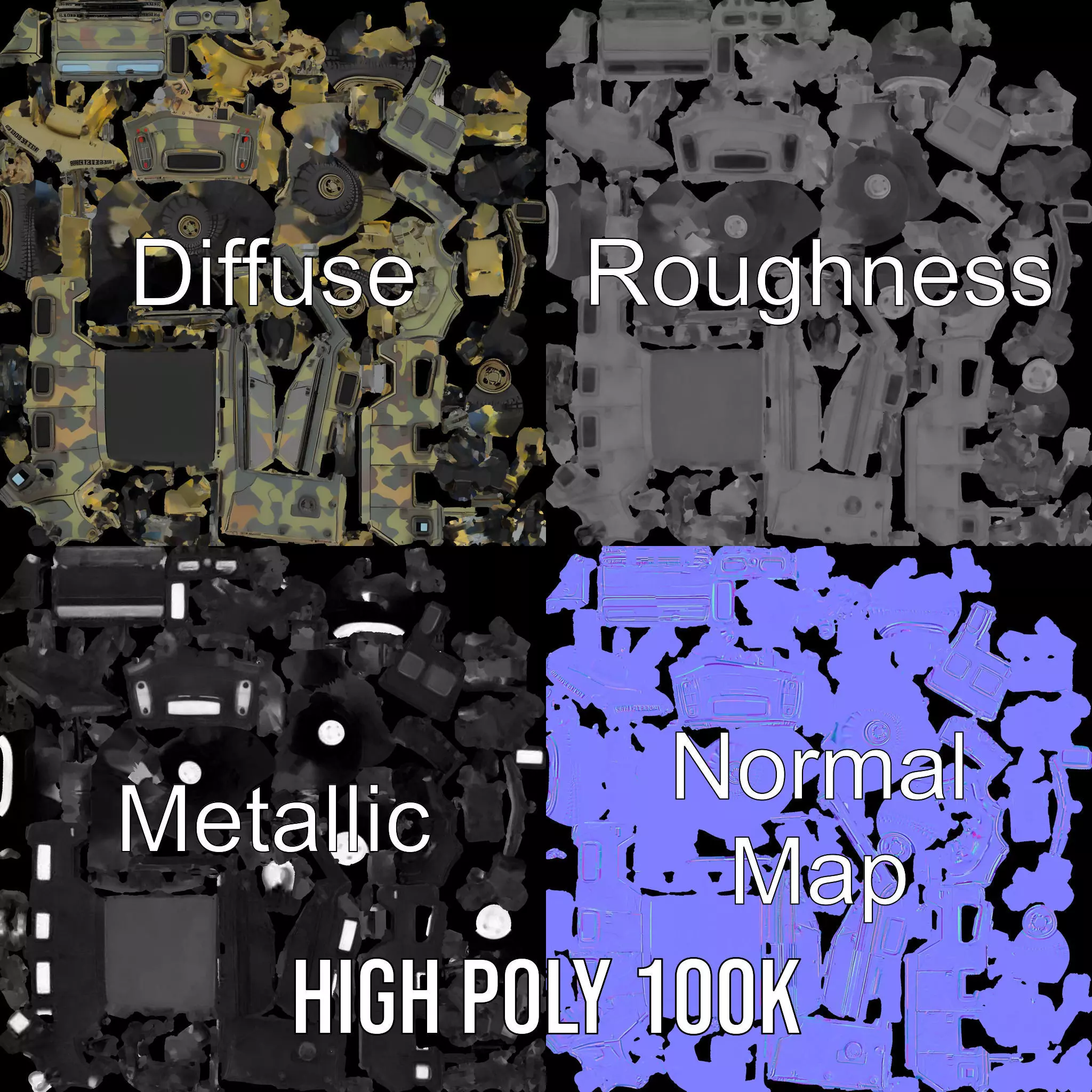 Camouflage Armored Vehicle model pack Low-poly 3D model_4