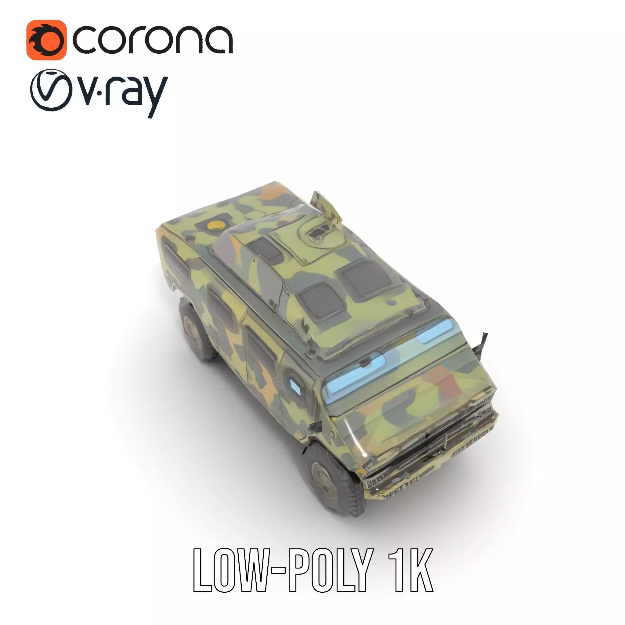 Camouflage Armored Vehicle model pack Low-poly 3D model_10