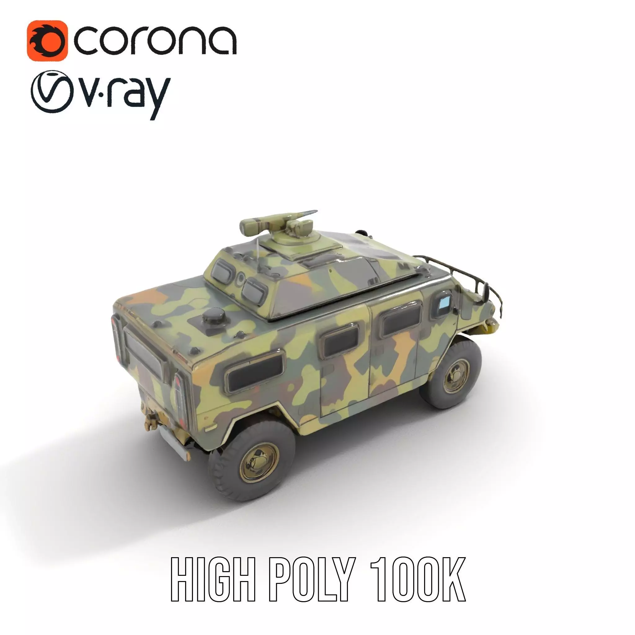 Camouflage Armored Vehicle model pack Low-poly 3D model_16