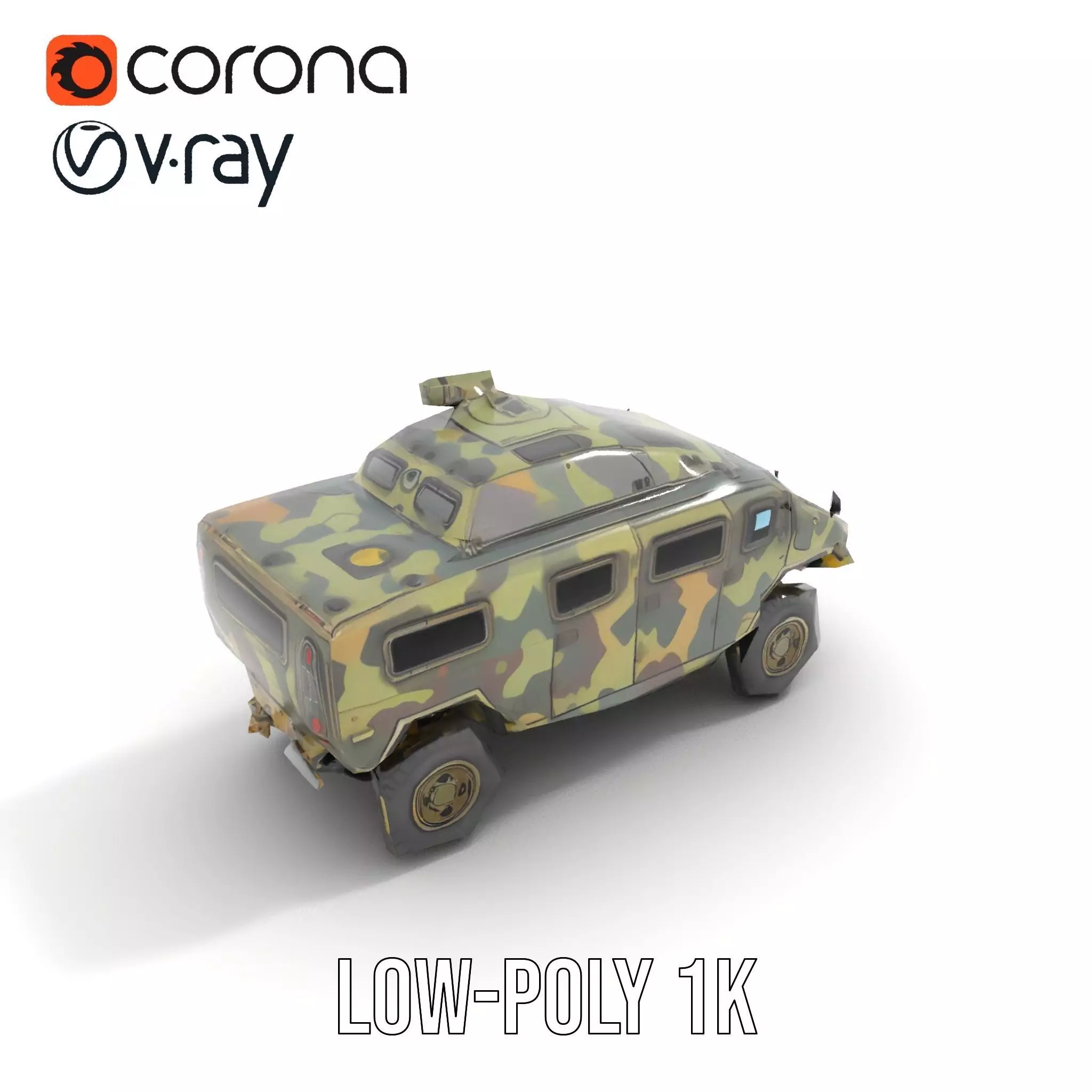 Camouflage Armored Vehicle model pack Low-poly 3D model_8