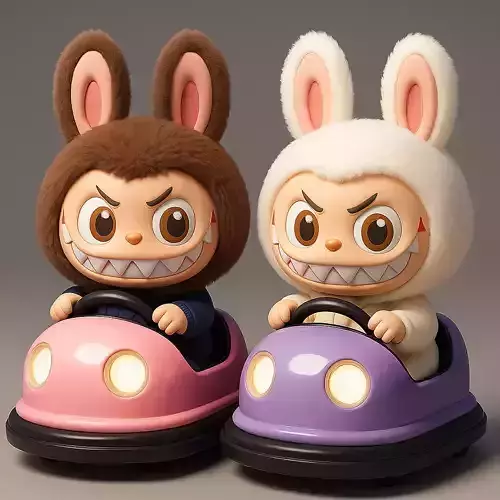 Labubu Duo in Bumper Car