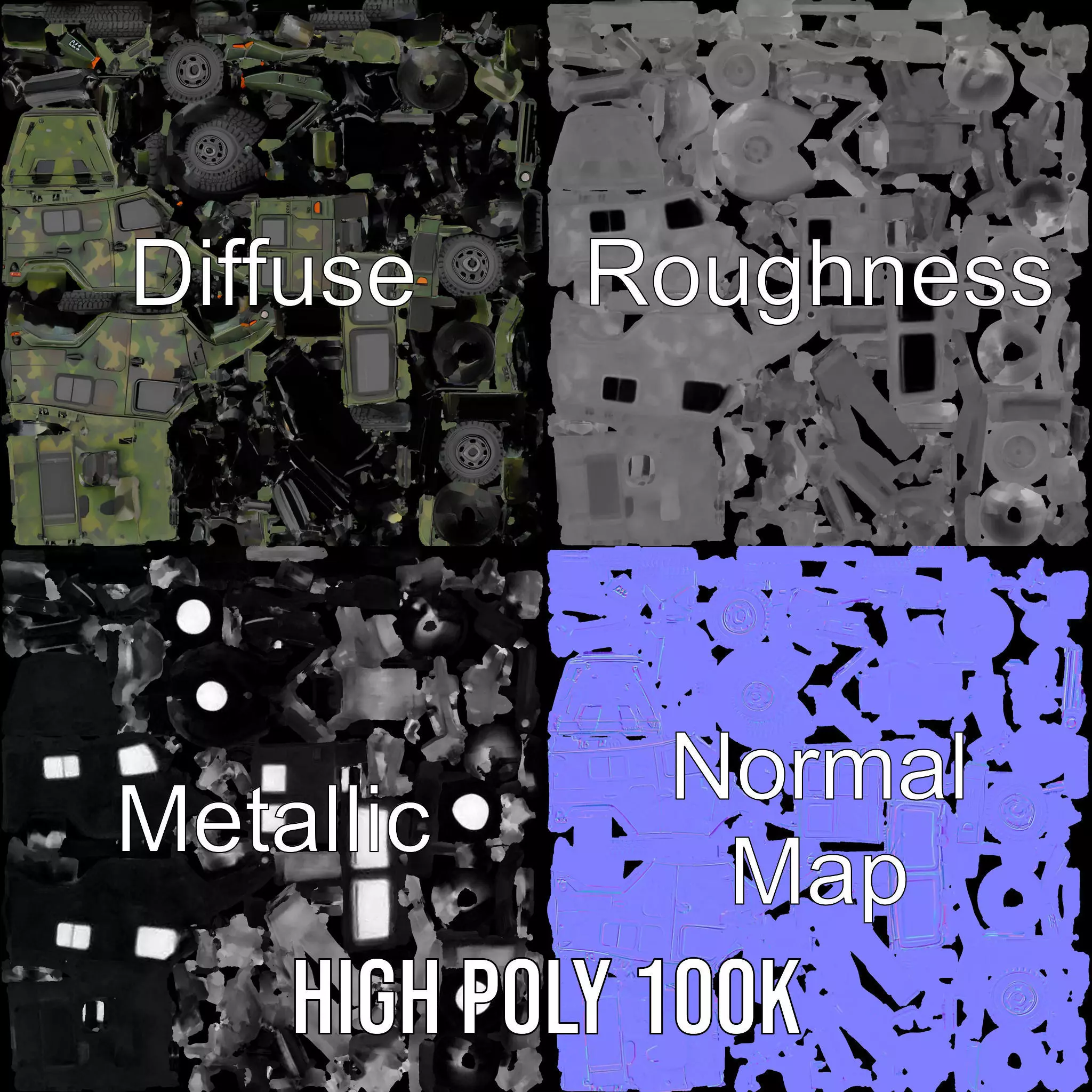 Camouflage Armored Vehicle model pack Low-poly 3D model_4