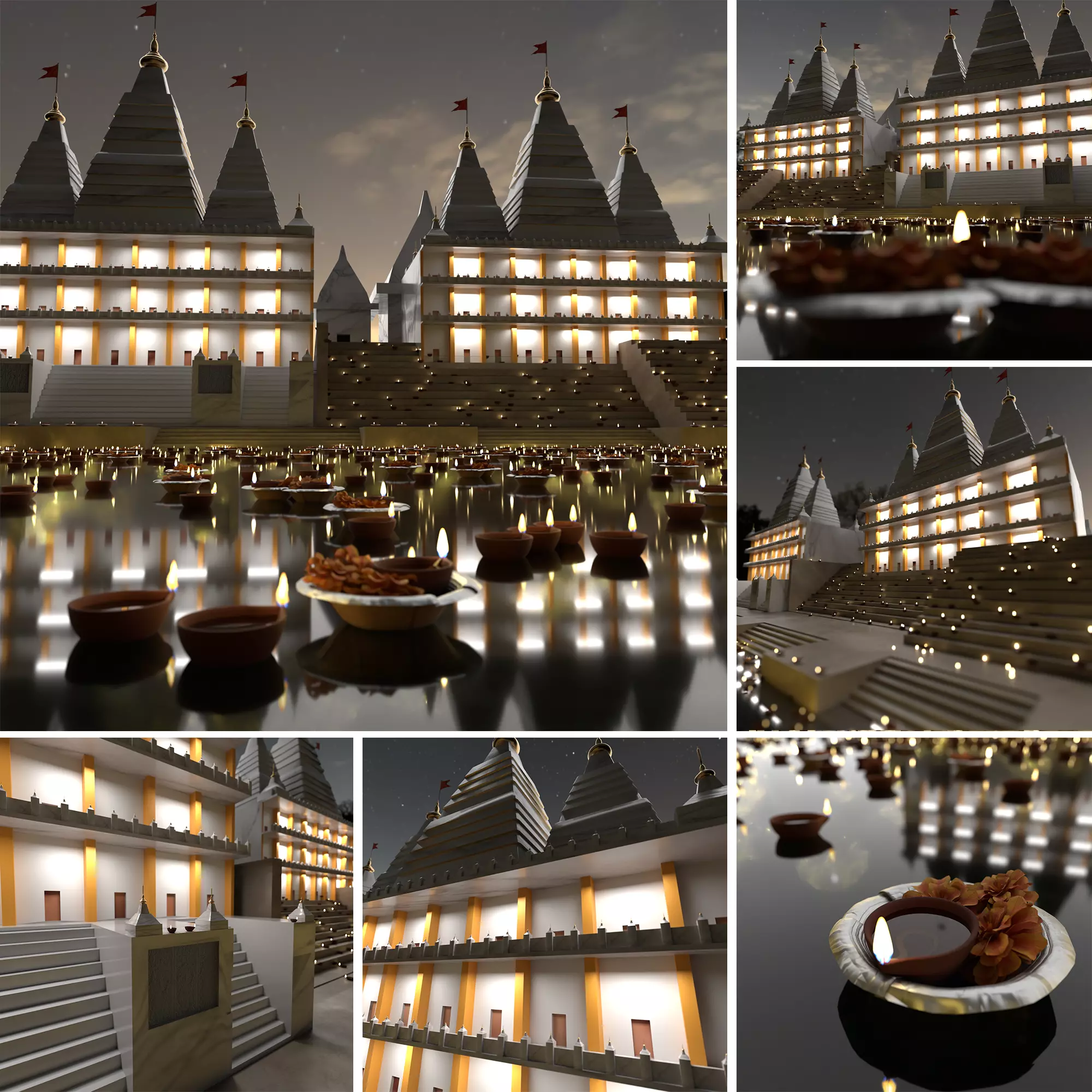 Hindu temple Low-poly 3D model_0