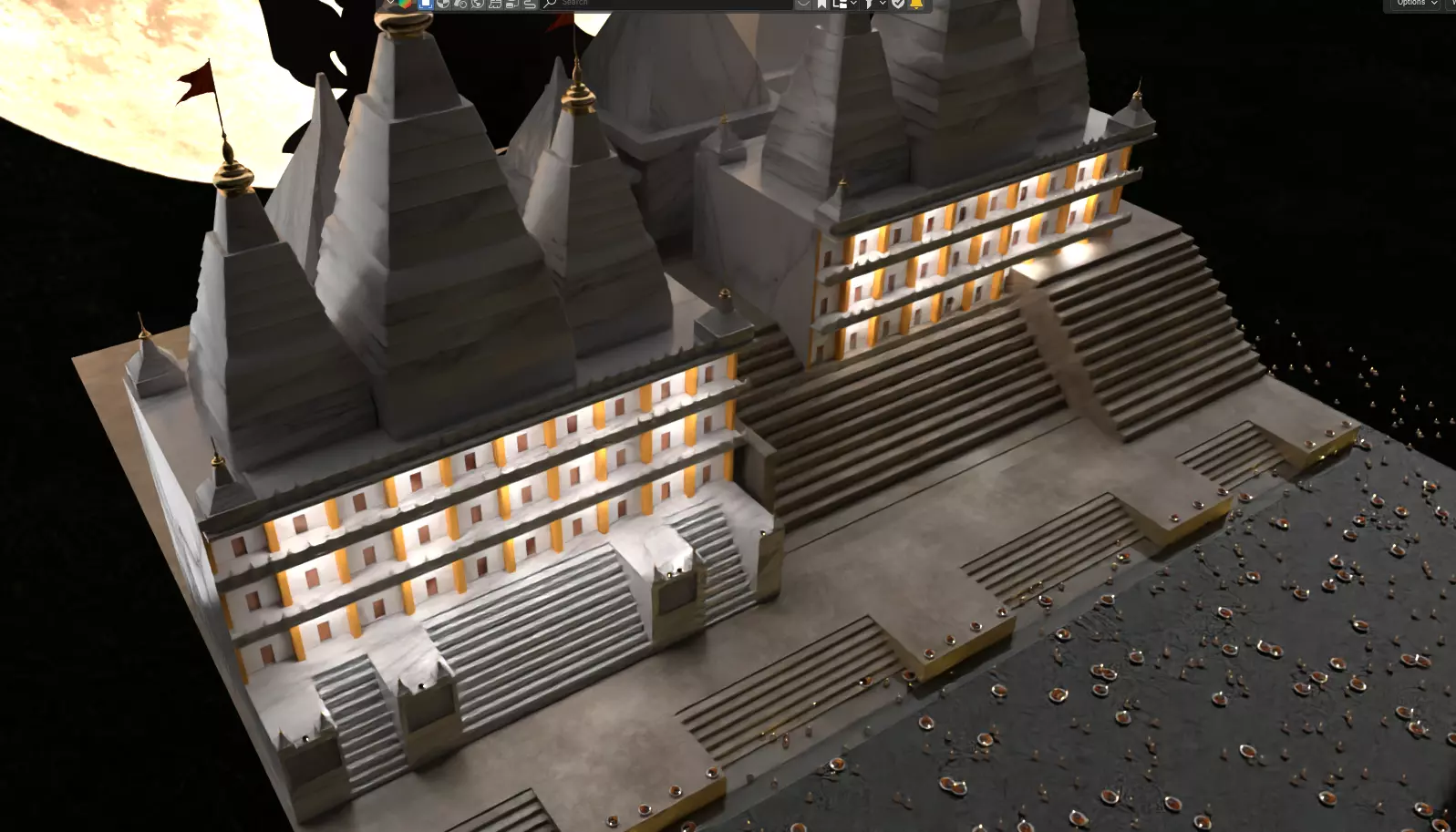 Hindu temple Low-poly 3D model_10