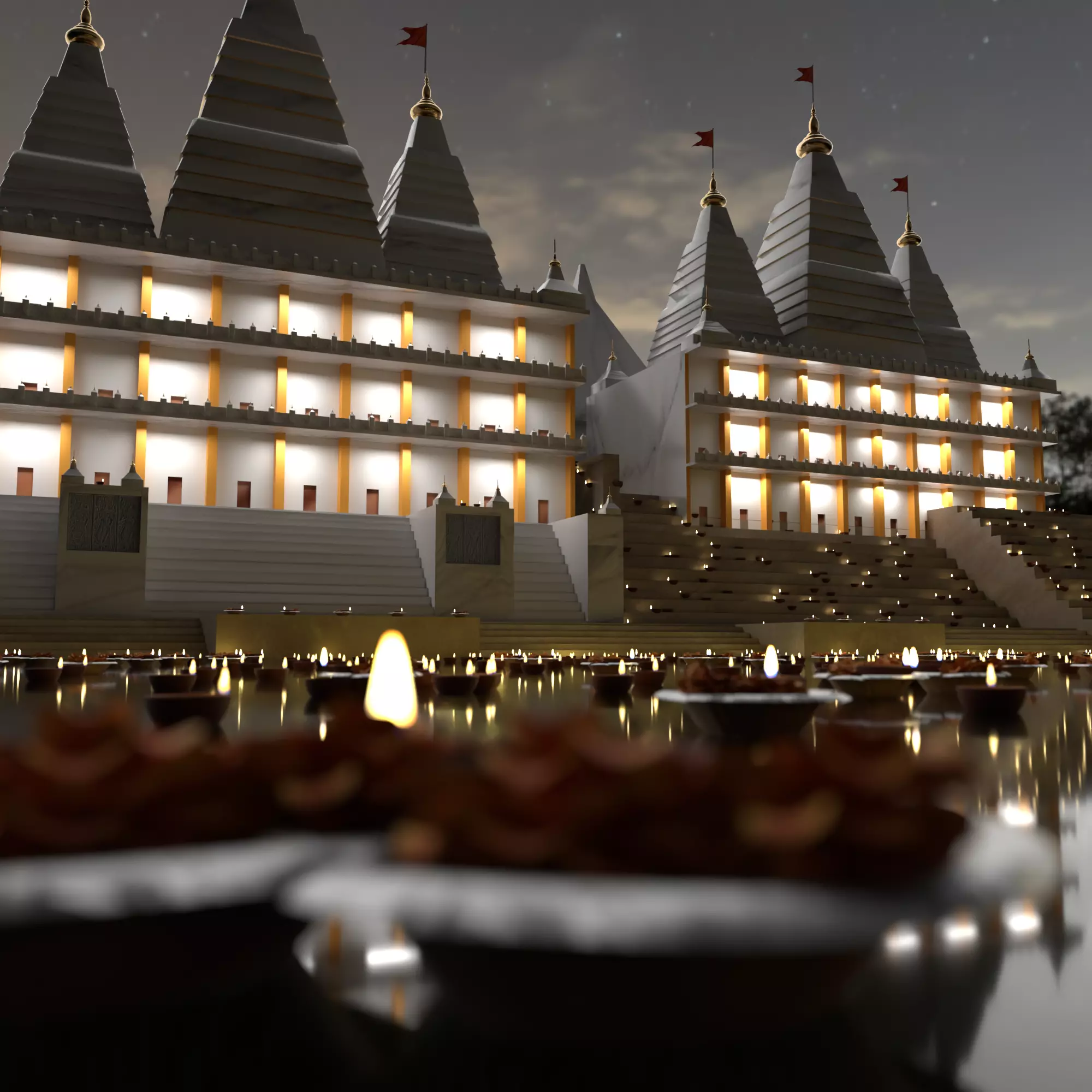 Hindu temple Low-poly 3D model_3