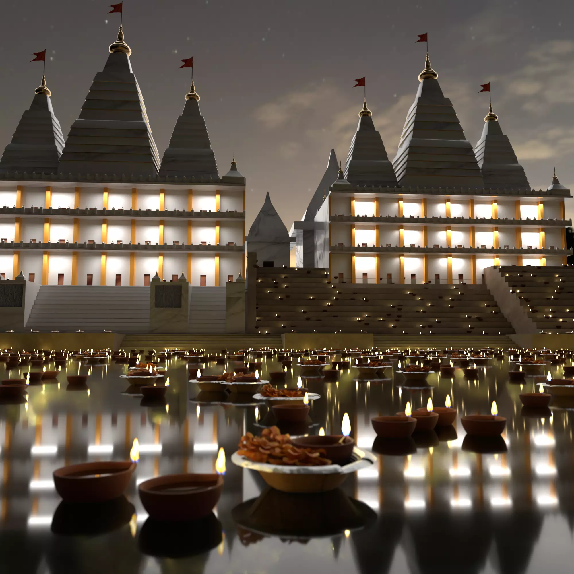 Hindu temple Low-poly 3D model_1