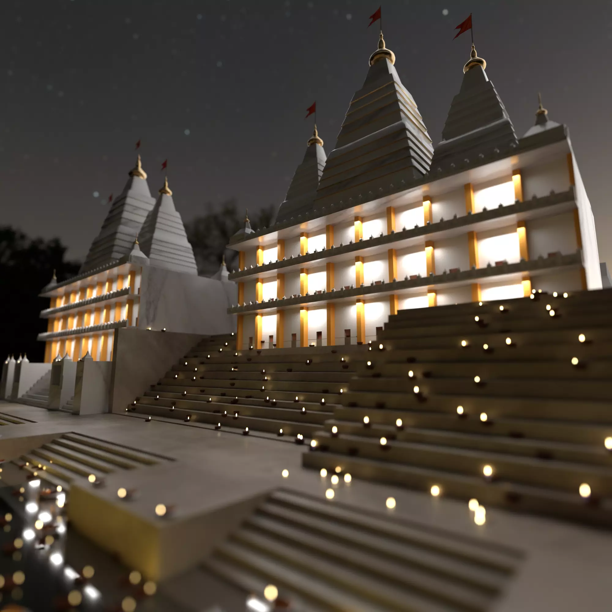 Hindu temple Low-poly 3D model_4