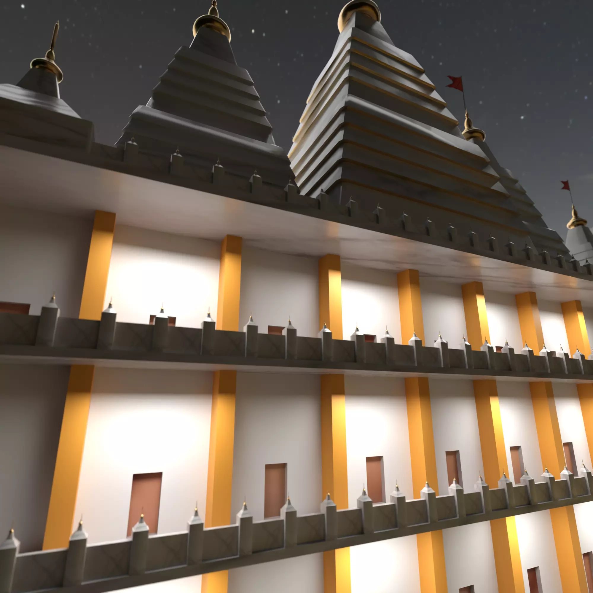 Hindu temple Low-poly 3D model_6