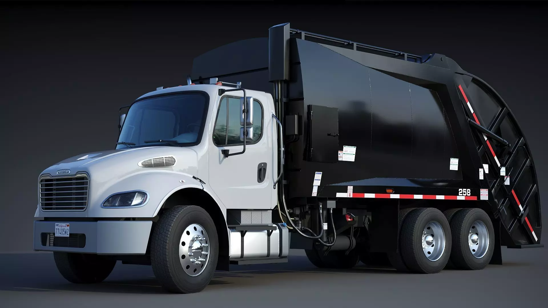 Freightliner M2 106 Garbage truck Low-poly 3D model_6