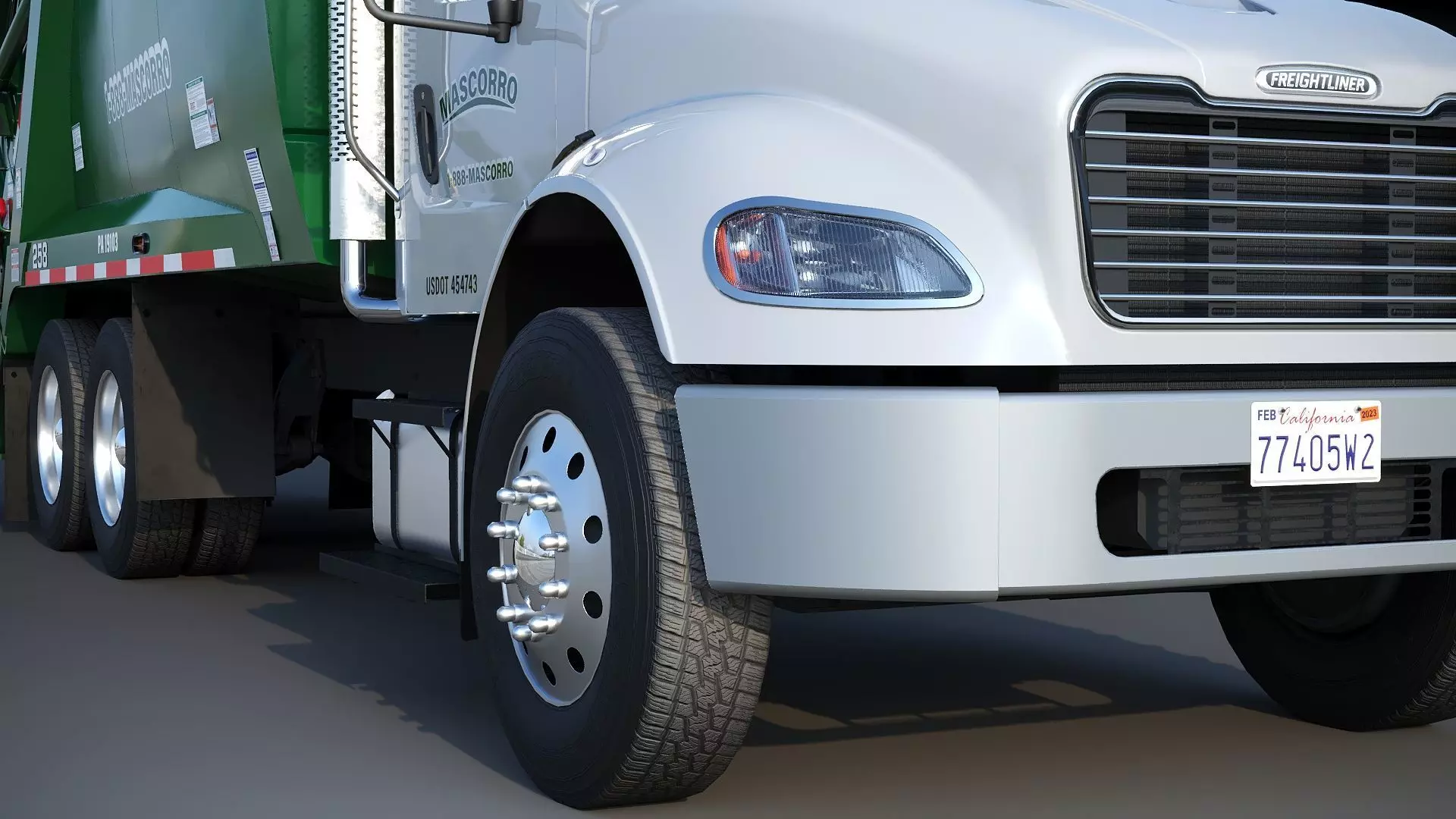 Freightliner M2 106 Garbage truck Low-poly 3D model_28