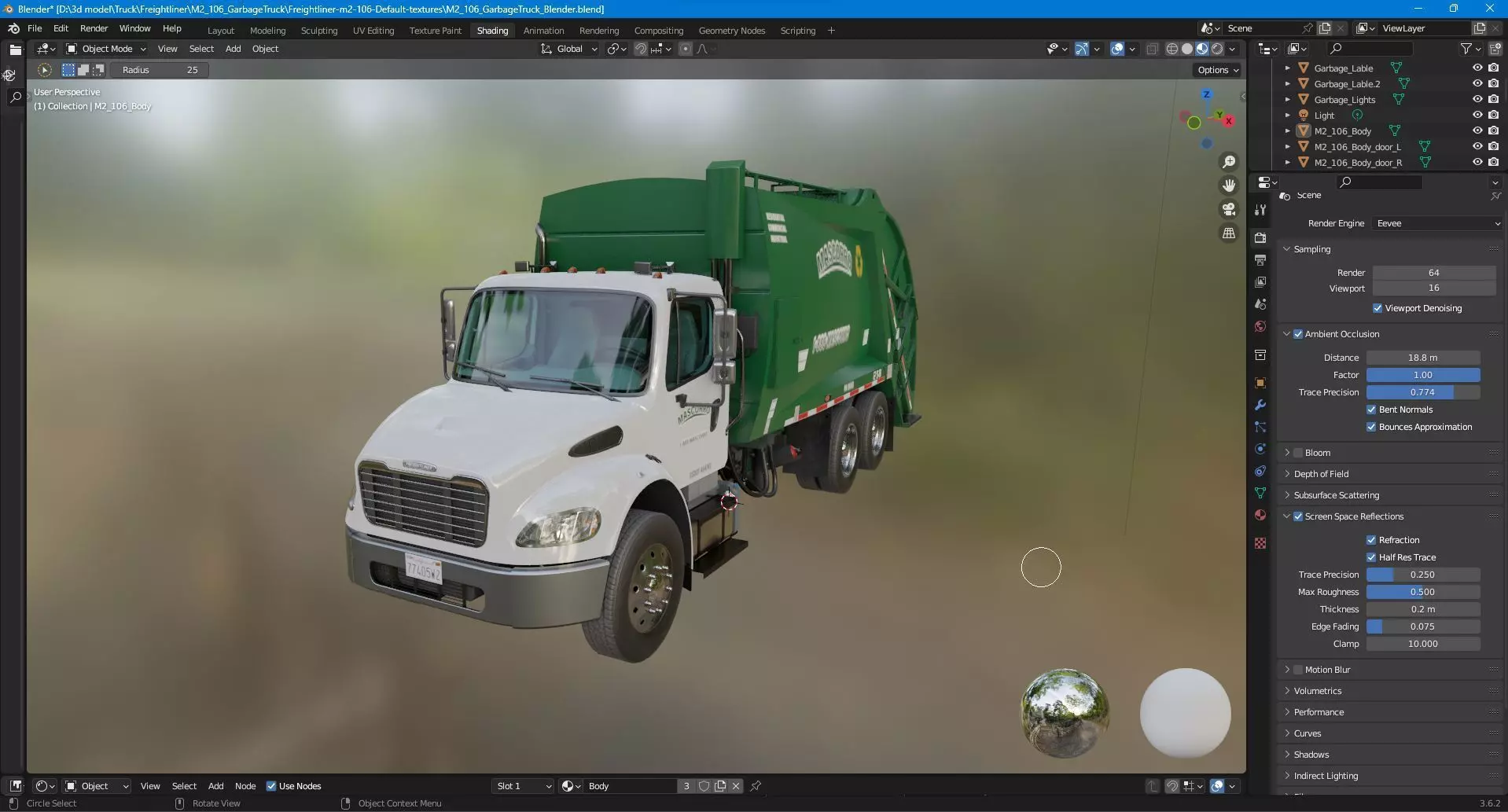 Freightliner M2 106 Garbage truck Low-poly 3D model_46