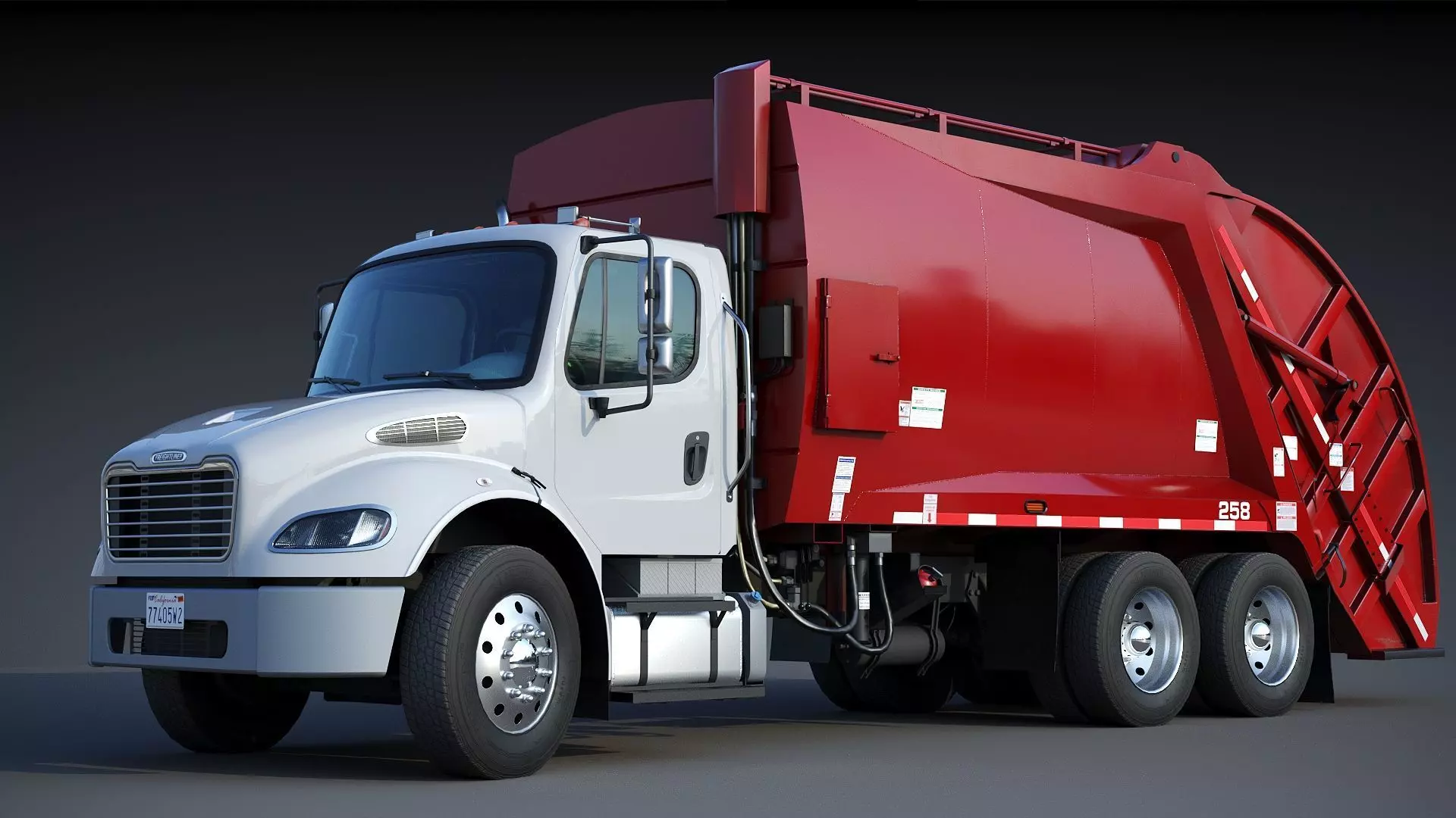 Freightliner M2 106 Garbage truck Low-poly 3D model_7