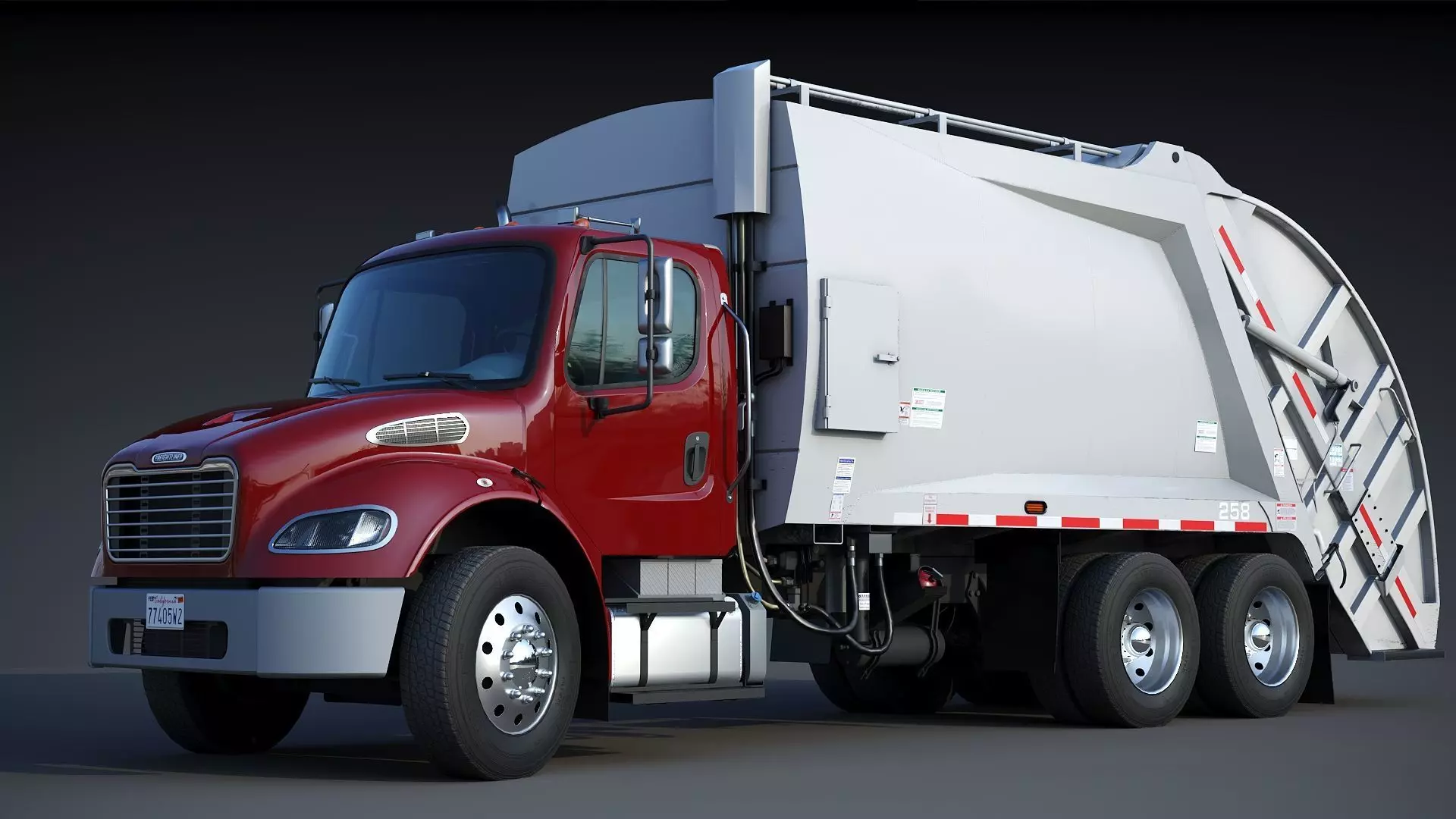 Freightliner M2 106 Garbage truck Low-poly 3D model_5