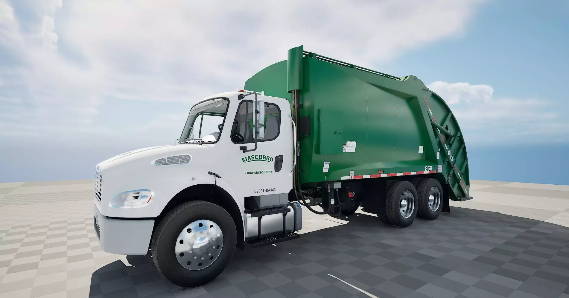 Freightliner M2 106 Garbage truck Low-poly 3D model_36