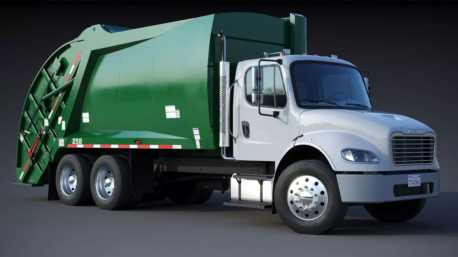 Freightliner M2 106 Garbage truck Low-poly 3D model_13